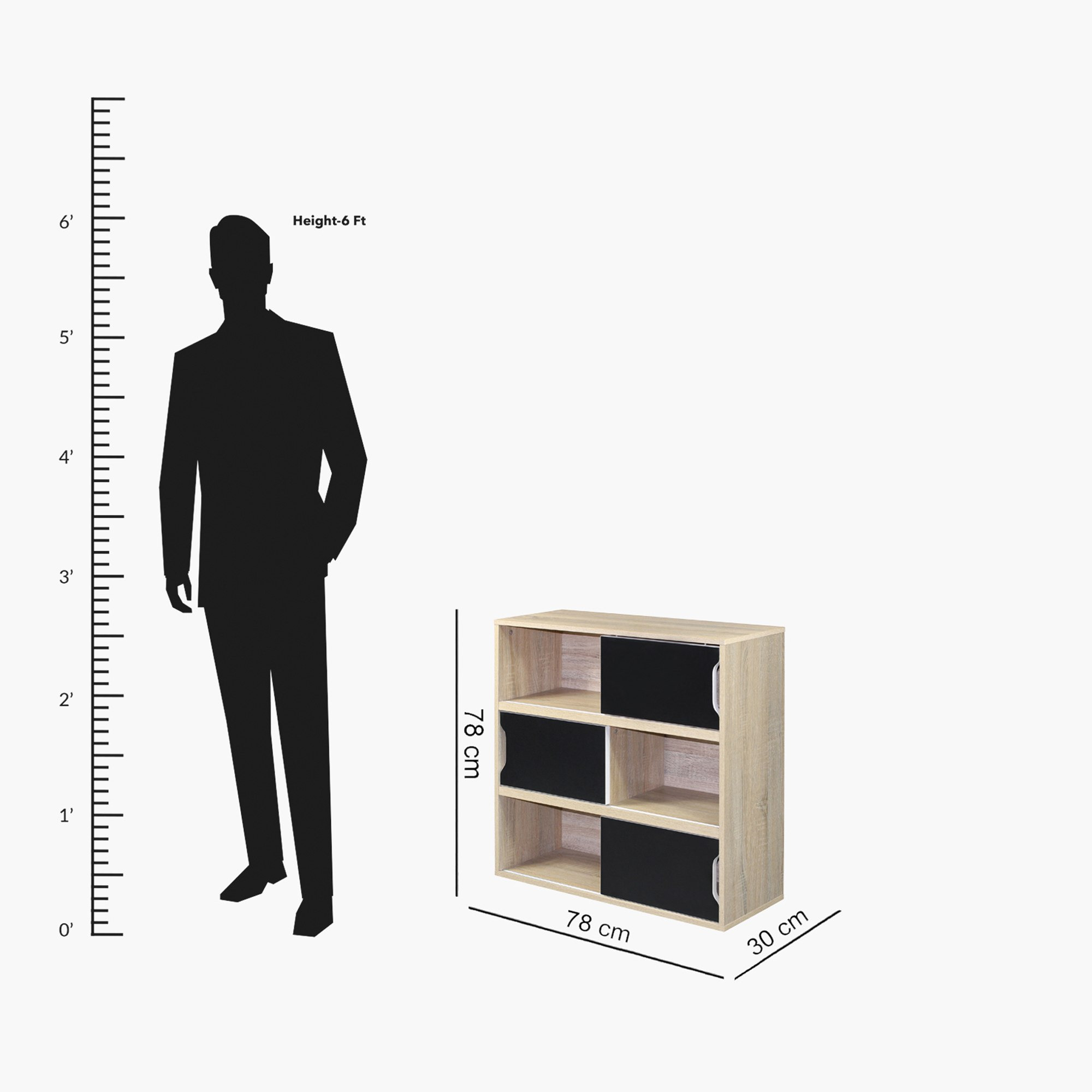 وحدة تخزين بـ6 أرفف وأبواب قابلة للعكس من زيورخ -  30x78x78 سم-hbxfurniture-office-bookcases-image-8