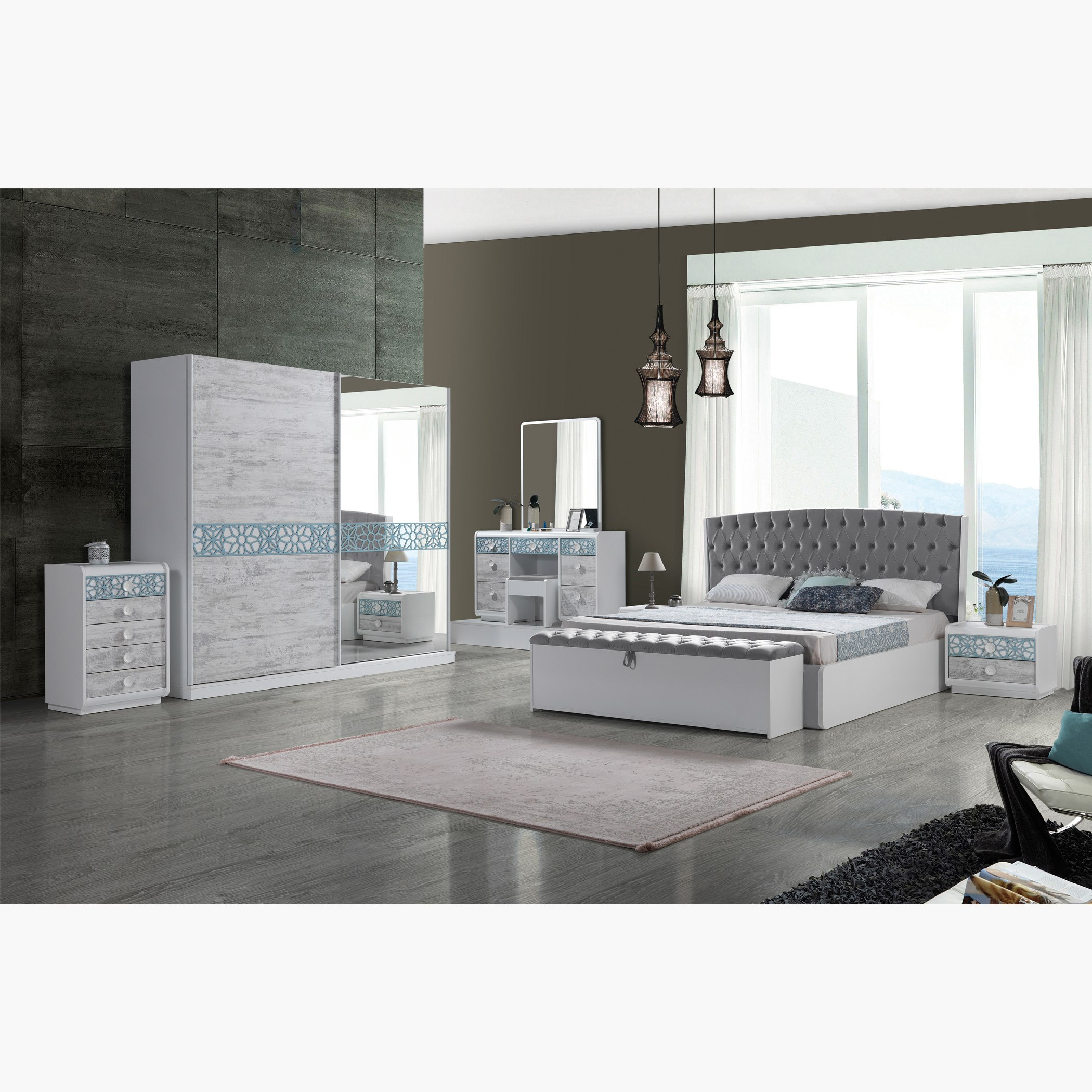 طقم غرفة نوم سوبر كينج 6 قطع من كازابلانكا - 200x200 سم-hbxbedroom-bedsandbedsets-bedroomsets-superking-image-1