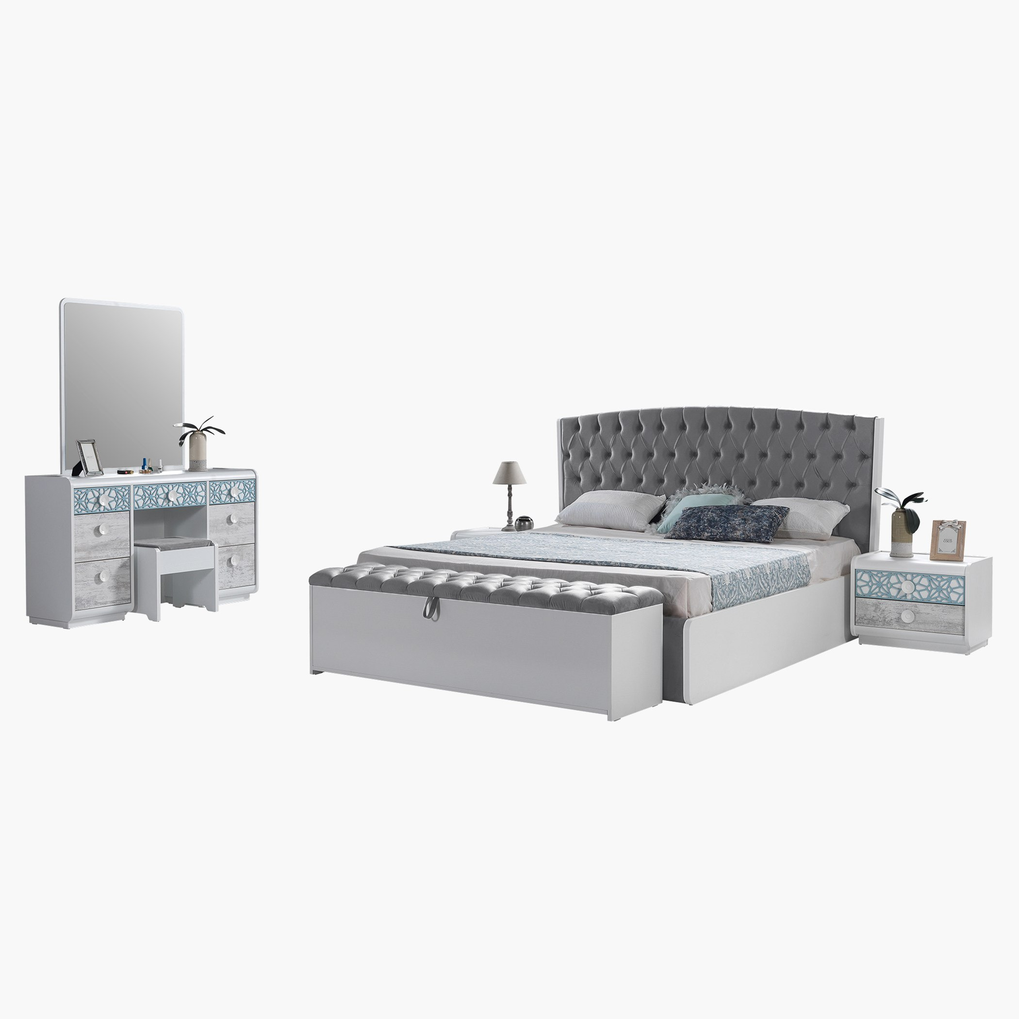 طقم غرفة نوم سوبر كينج 6 قطع من كازابلانكا - 200x200 سم-hbxbedroom-bedsandbedsets-bedroomsets-superking-image-2