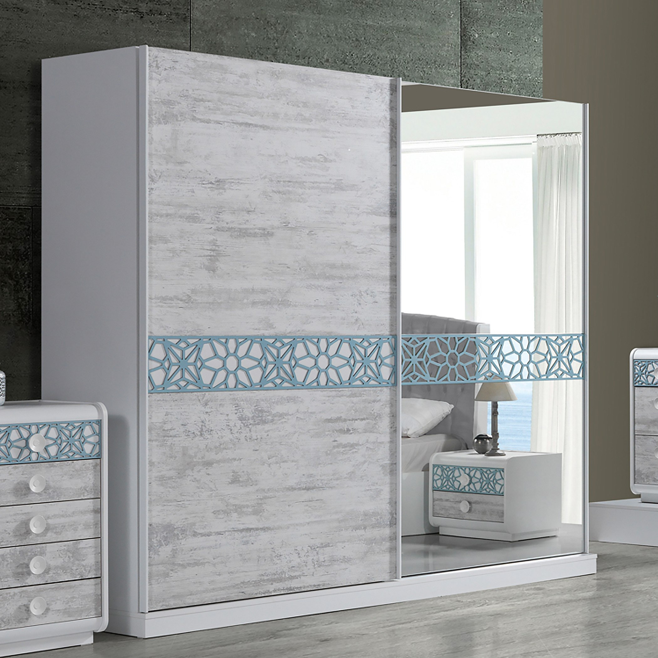 خزانة ملابس بباب انزلاقي مع مرآة من كازابلانكا-hbxfurniture-wardrobes-image-1