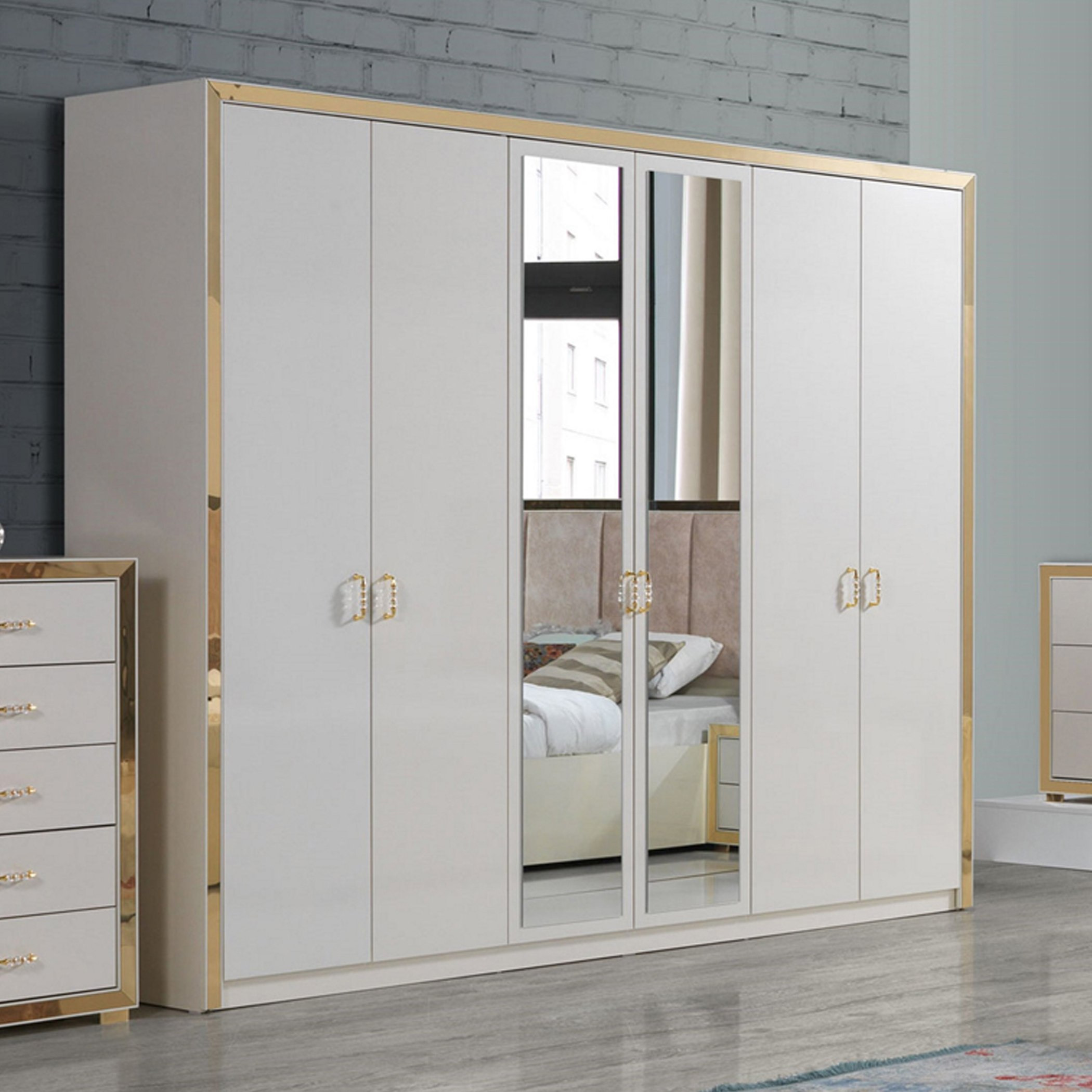 خزانة ملابس بـ 6 أبواب ومرآتين من فونيس-hbxfurniture-wardrobes-image-1