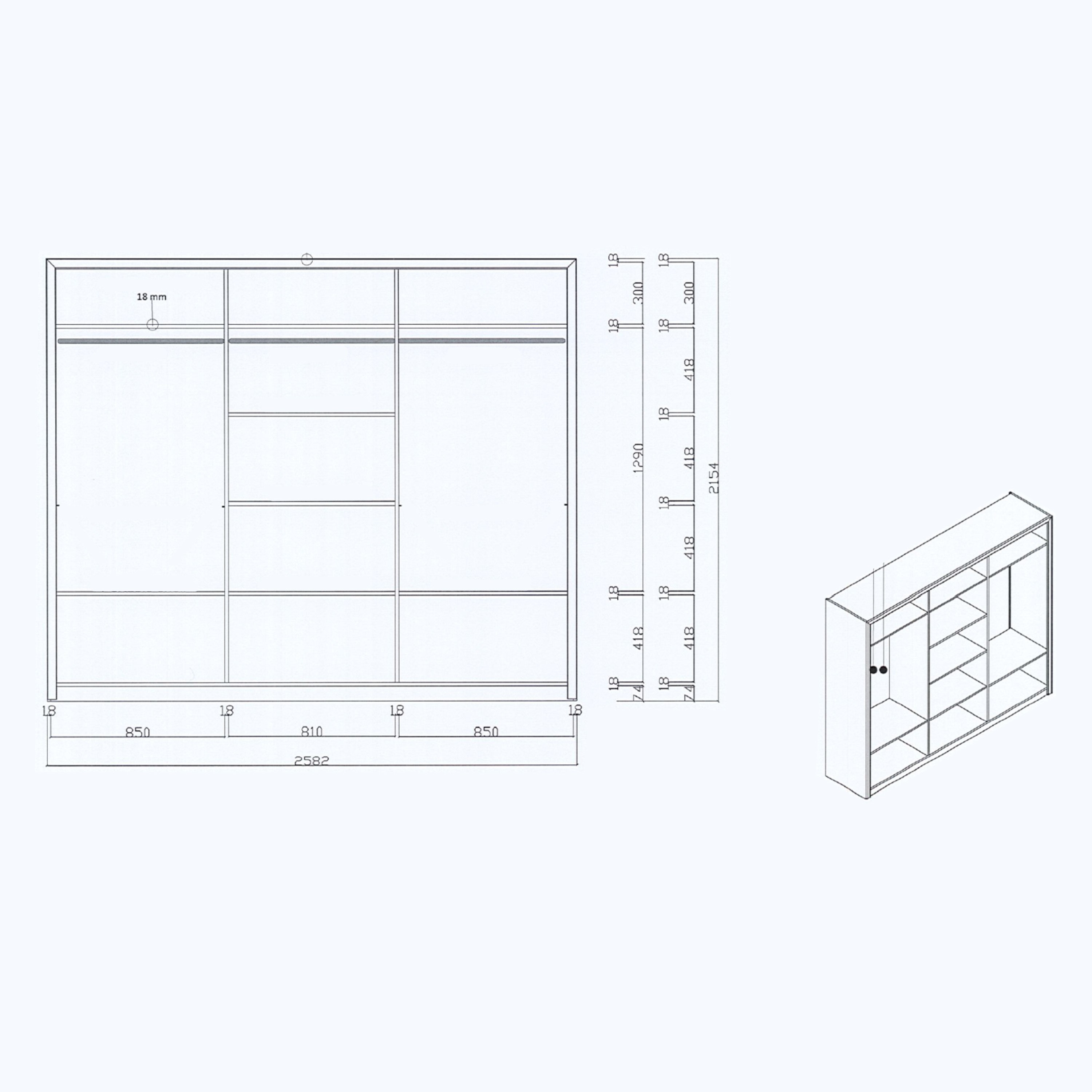 خزانة ملابس بـ 6 أبواب ومرآتين من فونيس-hbxfurniture-wardrobes-image-8