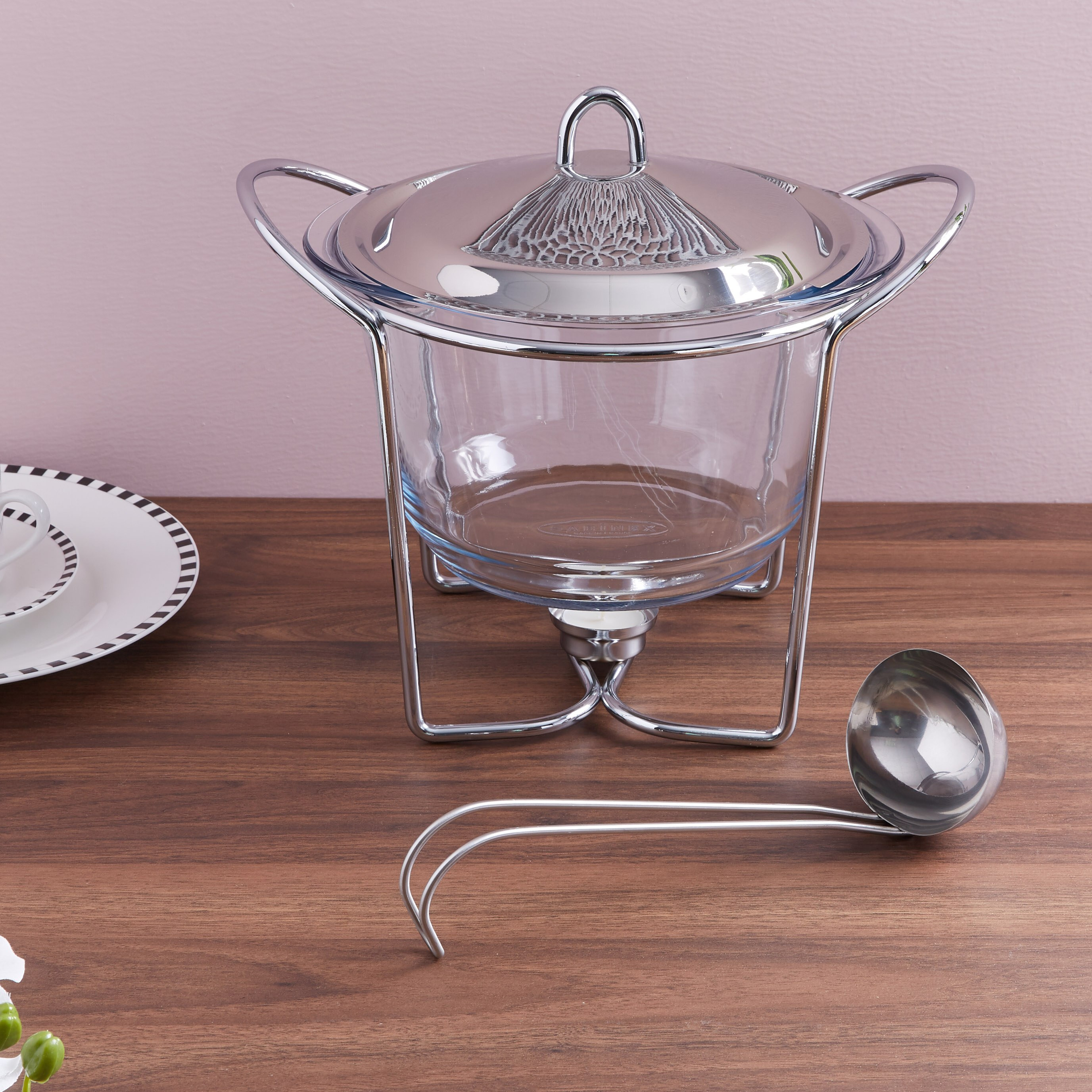 Chef Inox Glass Soup Warmer with Ladle - 4 L-hbxdecorandfurnishings-tabletop-serveware-image-1