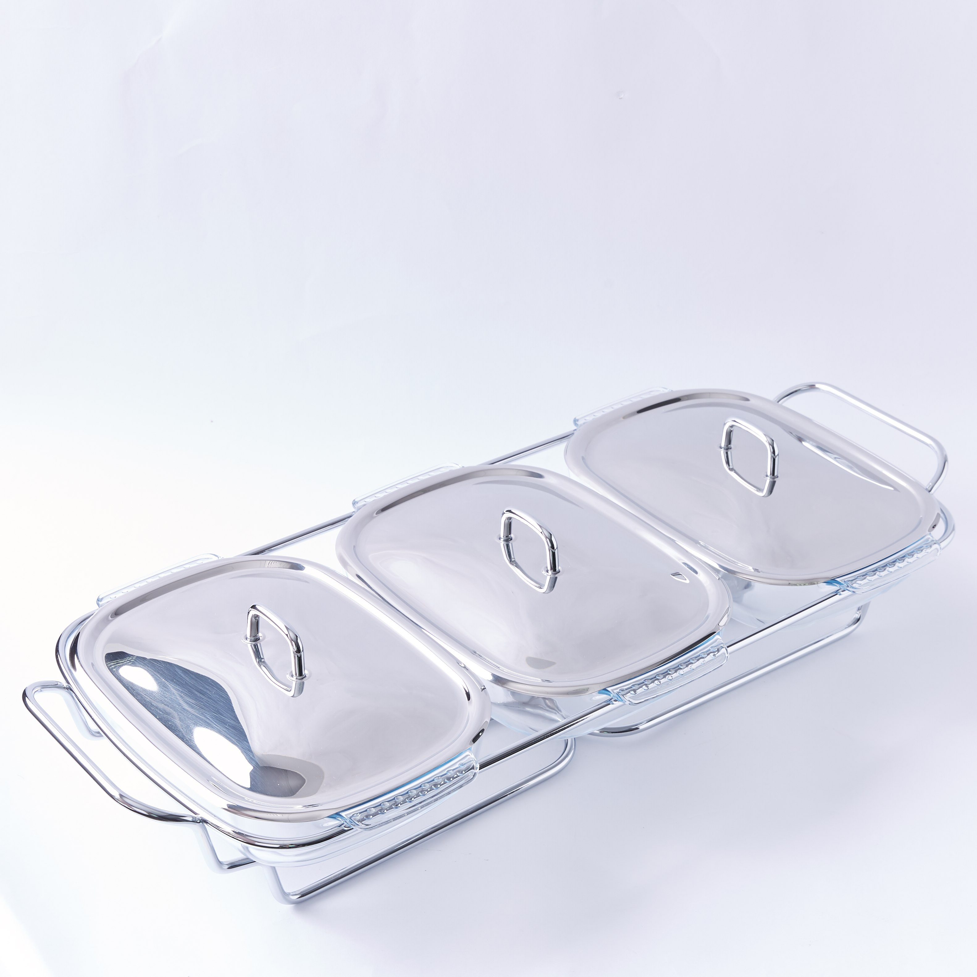مسخّن طعام زجاجي بغطاء وحامل من شيف إينوكس-hbxdecorandfurnishings-tabletop-serveware-image-6