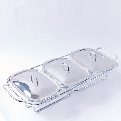 Chef Inox Glass Food Warmer with Lid and Stand