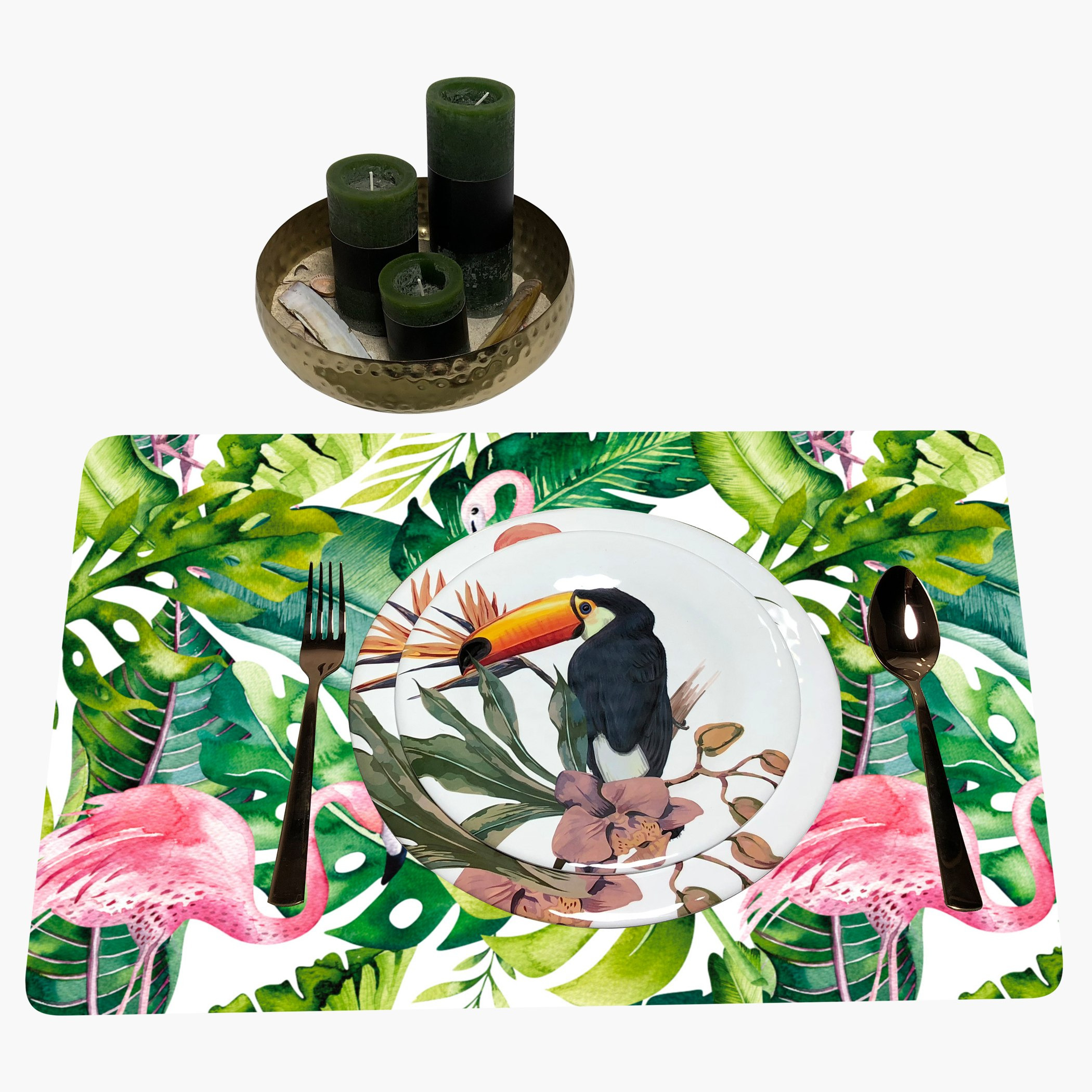 لبادات صحون وواقيات طاولة بطبعات من ويلسون بارادايس- طقم من 12 قطعة-hbxdecorandfurnishings-homefurnishings-tablelinens-image-1