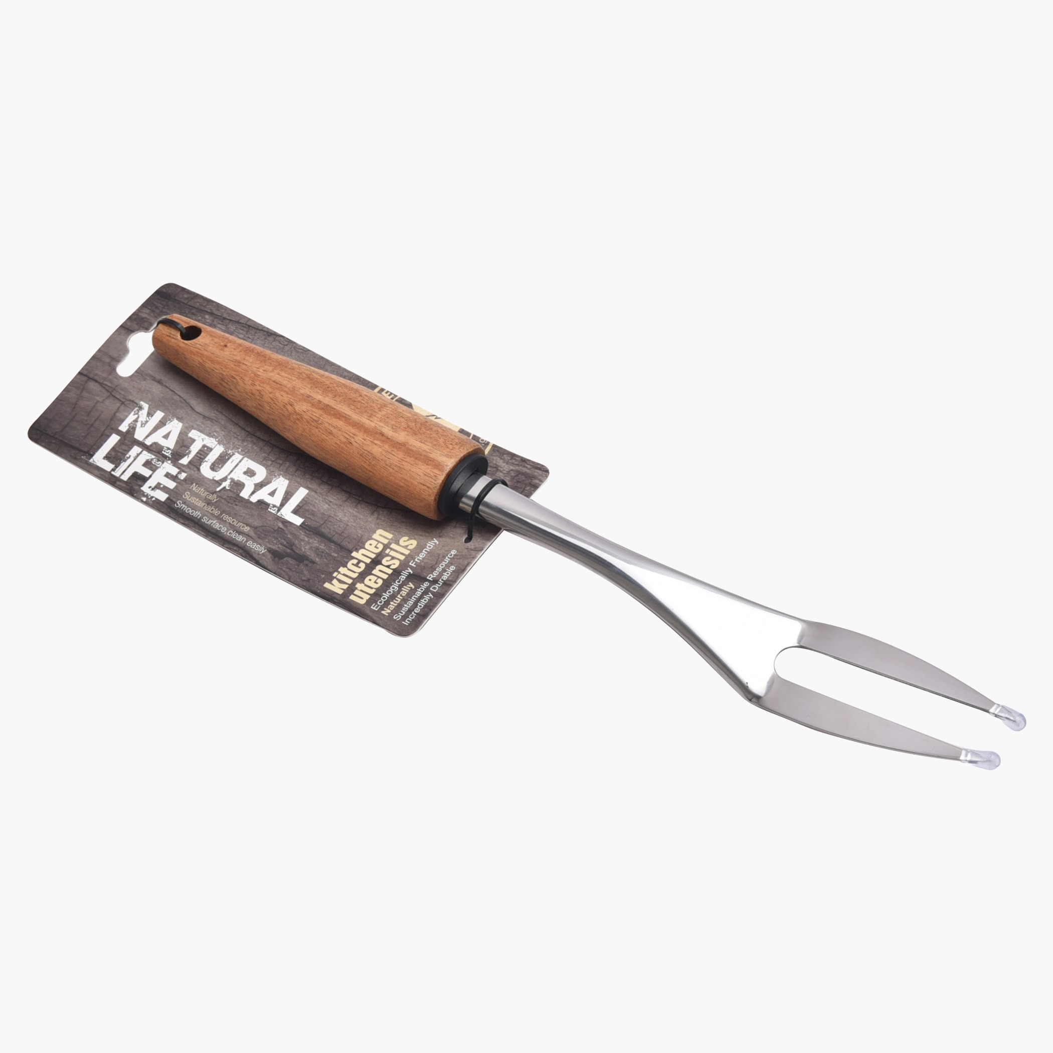 شوكة ستانلس ستيل بمقبض خشبي-hbxhomeware-hbxkitchen-image-1