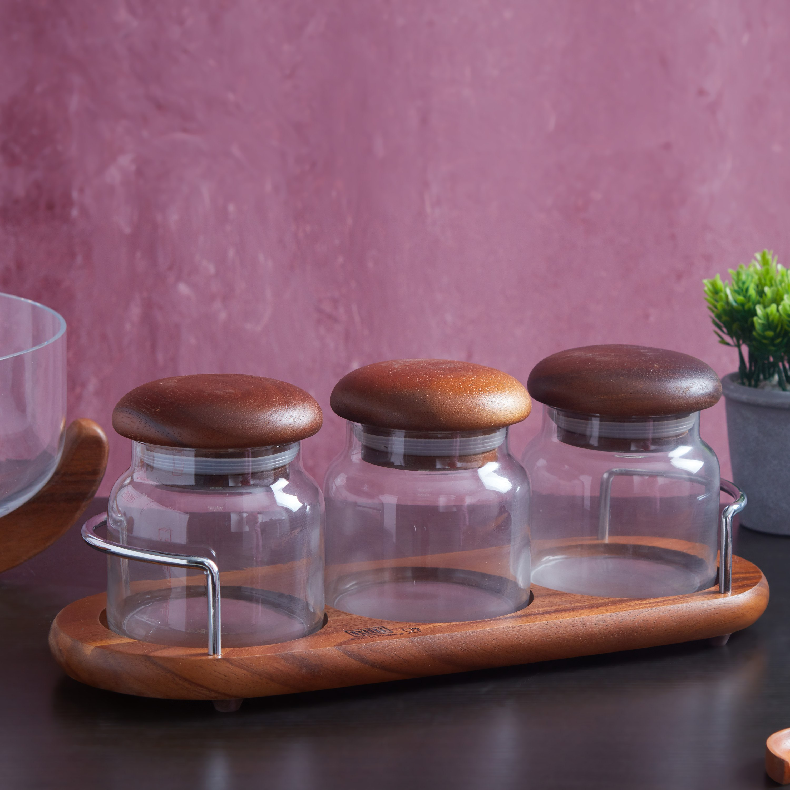 طقم حاويات زجاجيّة مع حامل من بيلي - 4 قطع-hbxhomeware-hbxkitchen-image-1