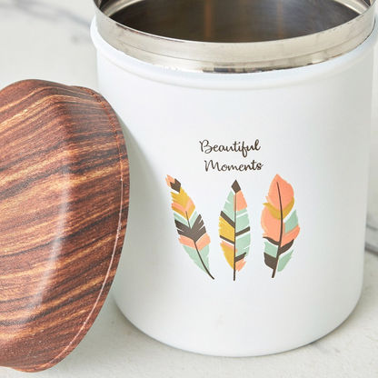 Beautiful Moments Stainless Steel Canister with Wooden Lid - 1.4 L