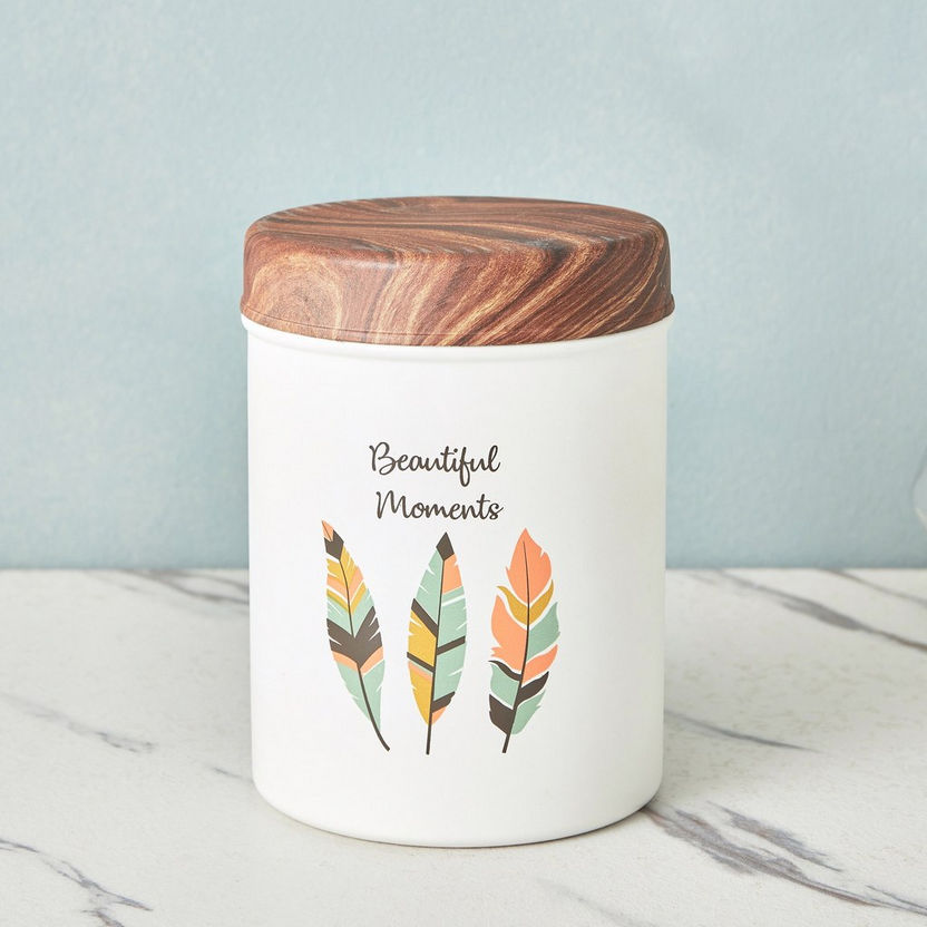 Beautiful Moments Stainless Steel Canister with Wooden Lid - 2.3 L-Containers and Jars-image-0