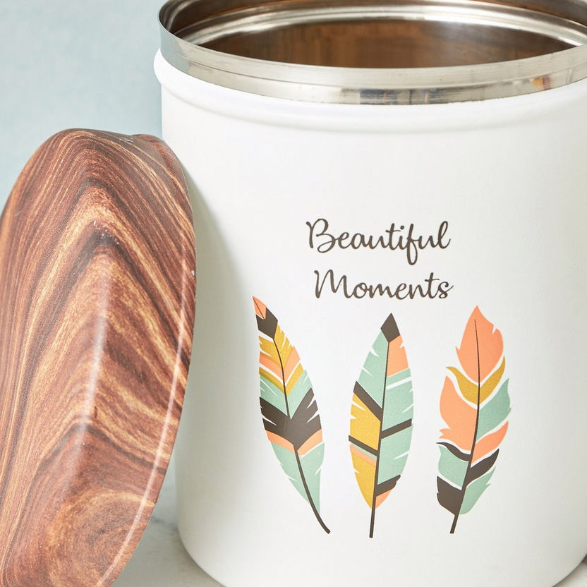 Beautiful Moments Stainless Steel Canister with Wooden Lid - 2.3 L-Containers and Jars-image-2