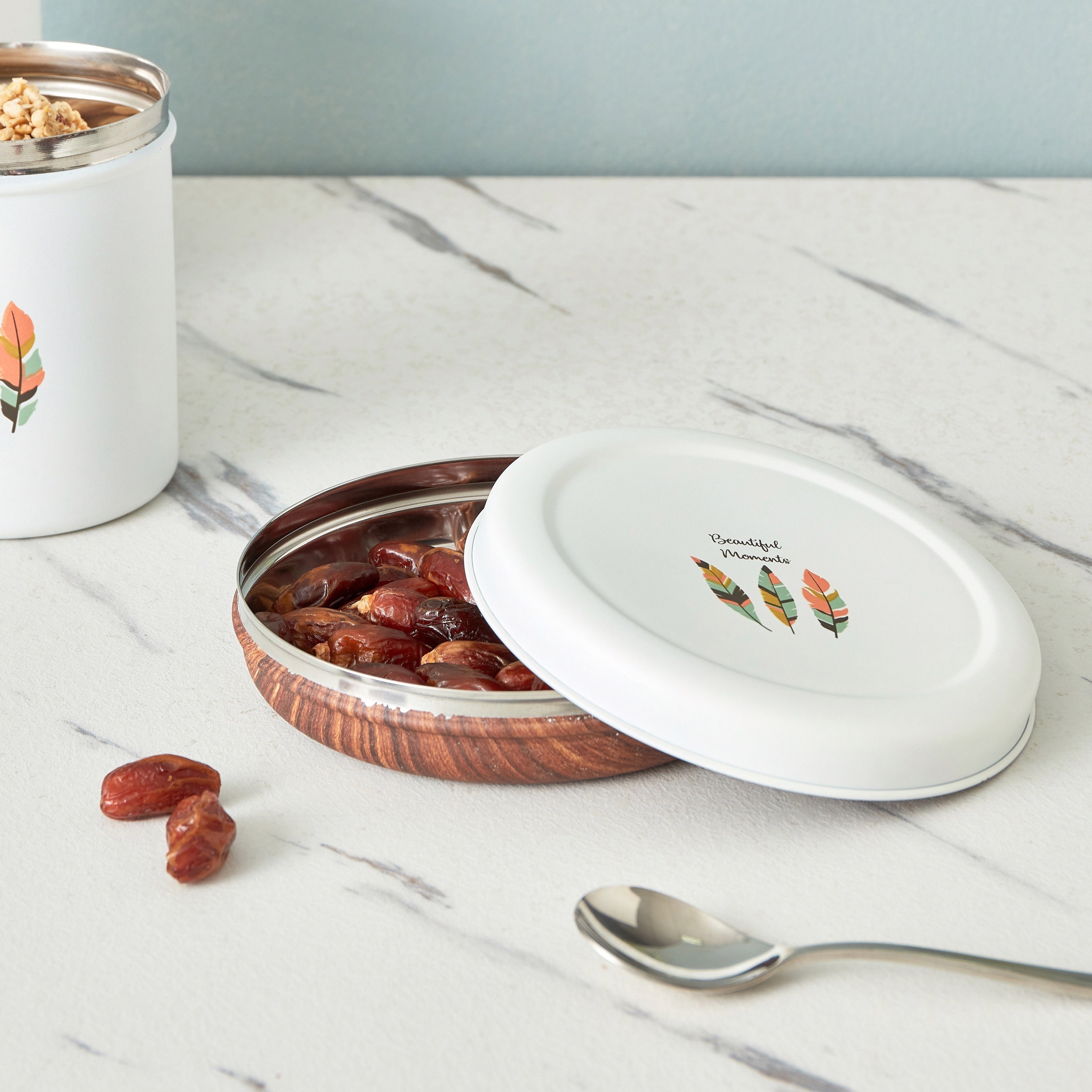 علبة طعام خشبية بغطاء ستانلس ستيل من بيوتيفل مومنتس - 775 مل-hbxhomeware-hbxkitchen-image-1