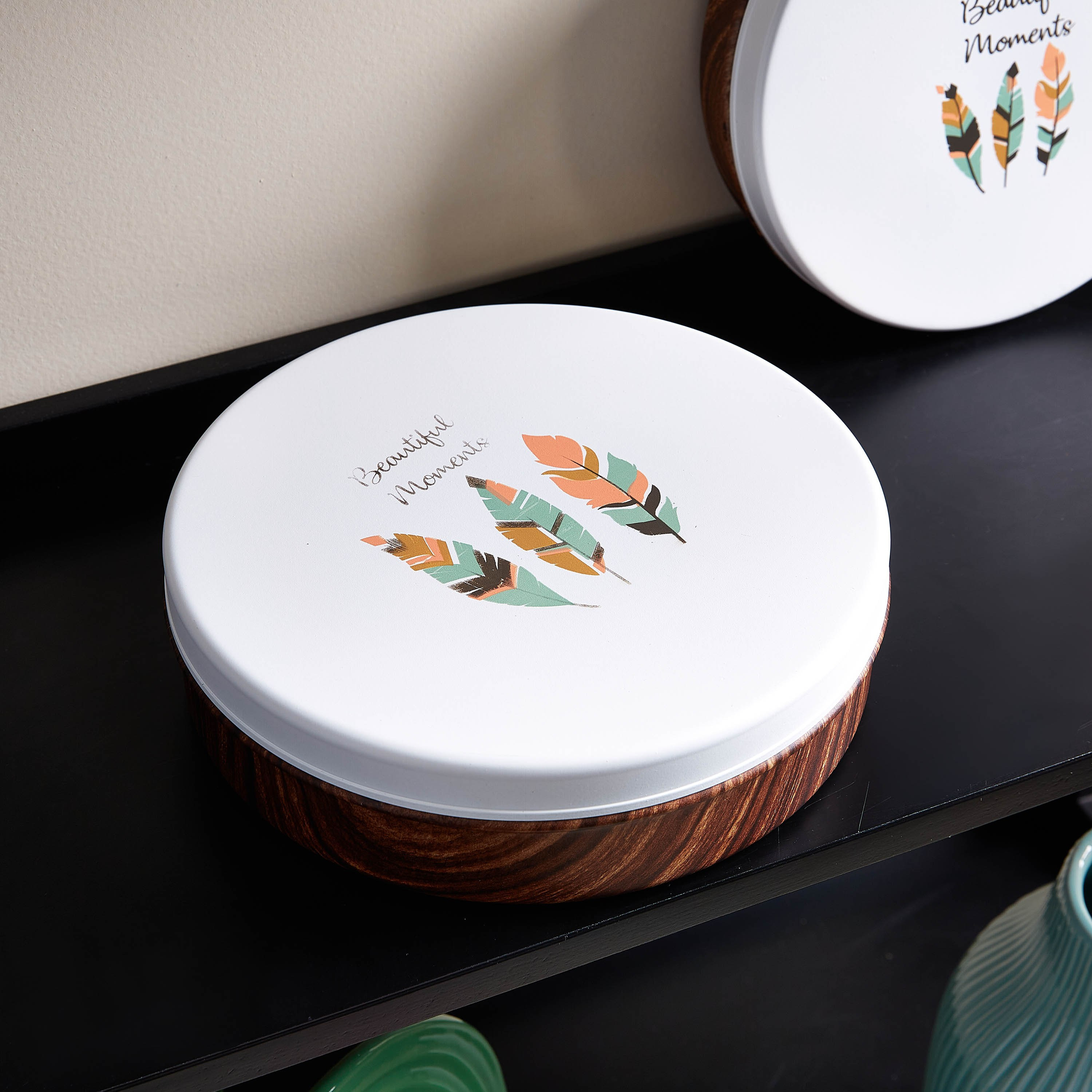 حاوية طعام خشبيّة بغطاء وطبعات - 1.15 لتر-hbxhomeware-hbxkitchen-image-1