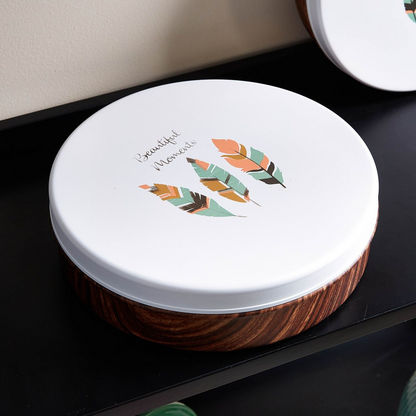 Printed Wooden Canister with Lid - 1.32 L