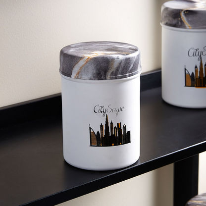 Cityscape Print Stainless Steel Canister - 1000 ml