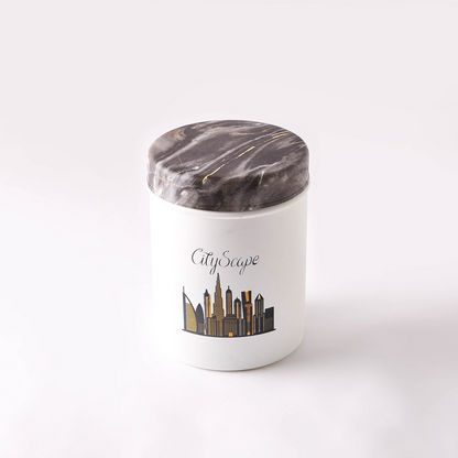 Cityscape Printed Stainless Steel Canister with Wooden Lid - 1400 ml
