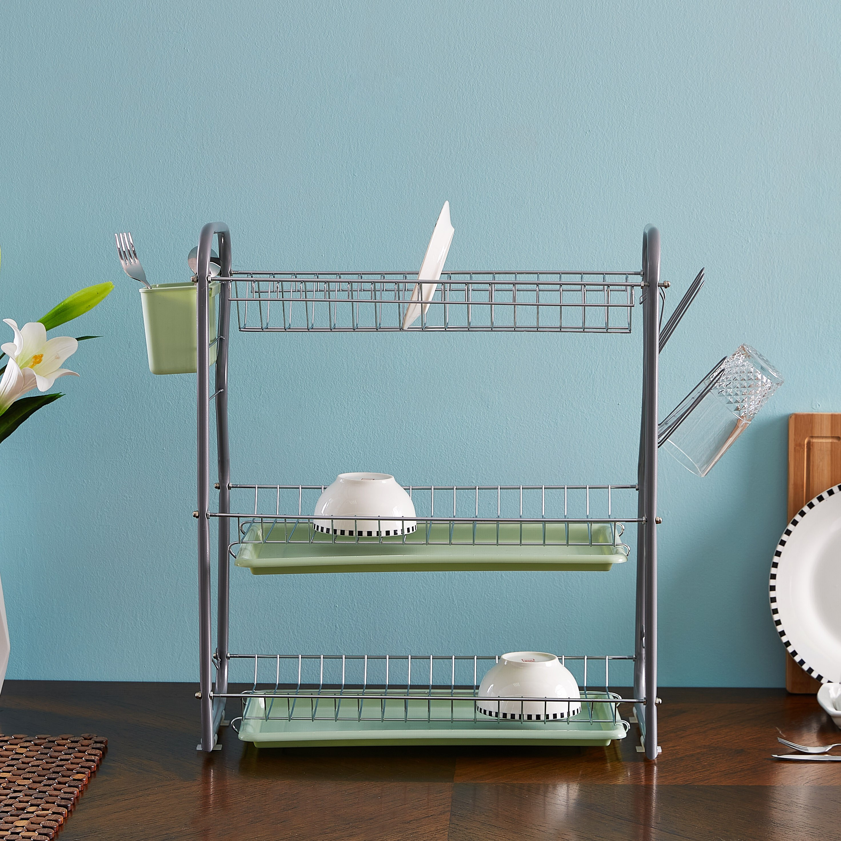 حامل صحون بـ3 أرفف وصينيّتان وحاوية ملاعق انترسايد-hbxhomeware-hbxkitchen-image-1