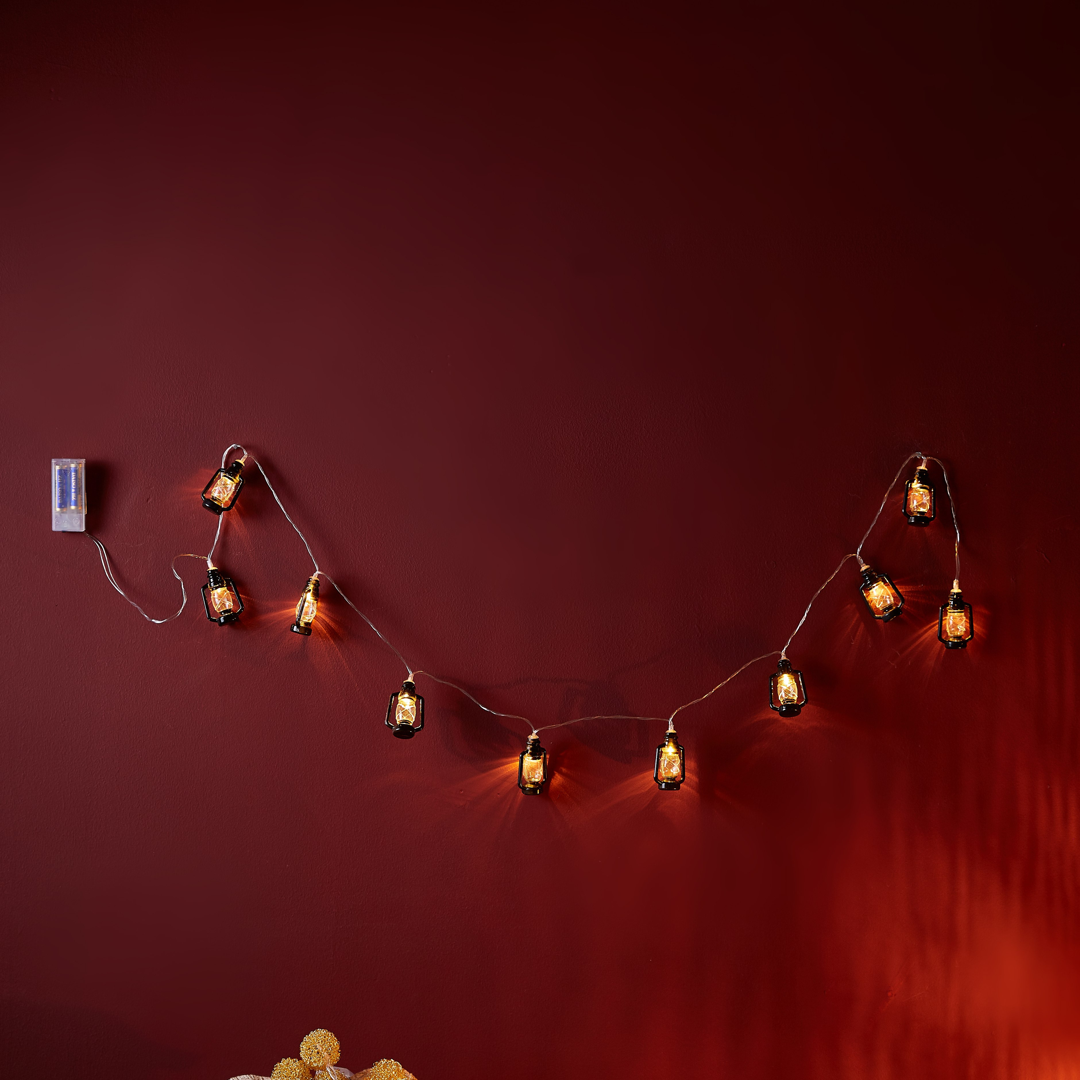 خيط إضاءة 10 إل إي دي يعمل بالبطارية على شكل فانوس-hbxdiningroom-lighting-decorativesandstringlights-image-1