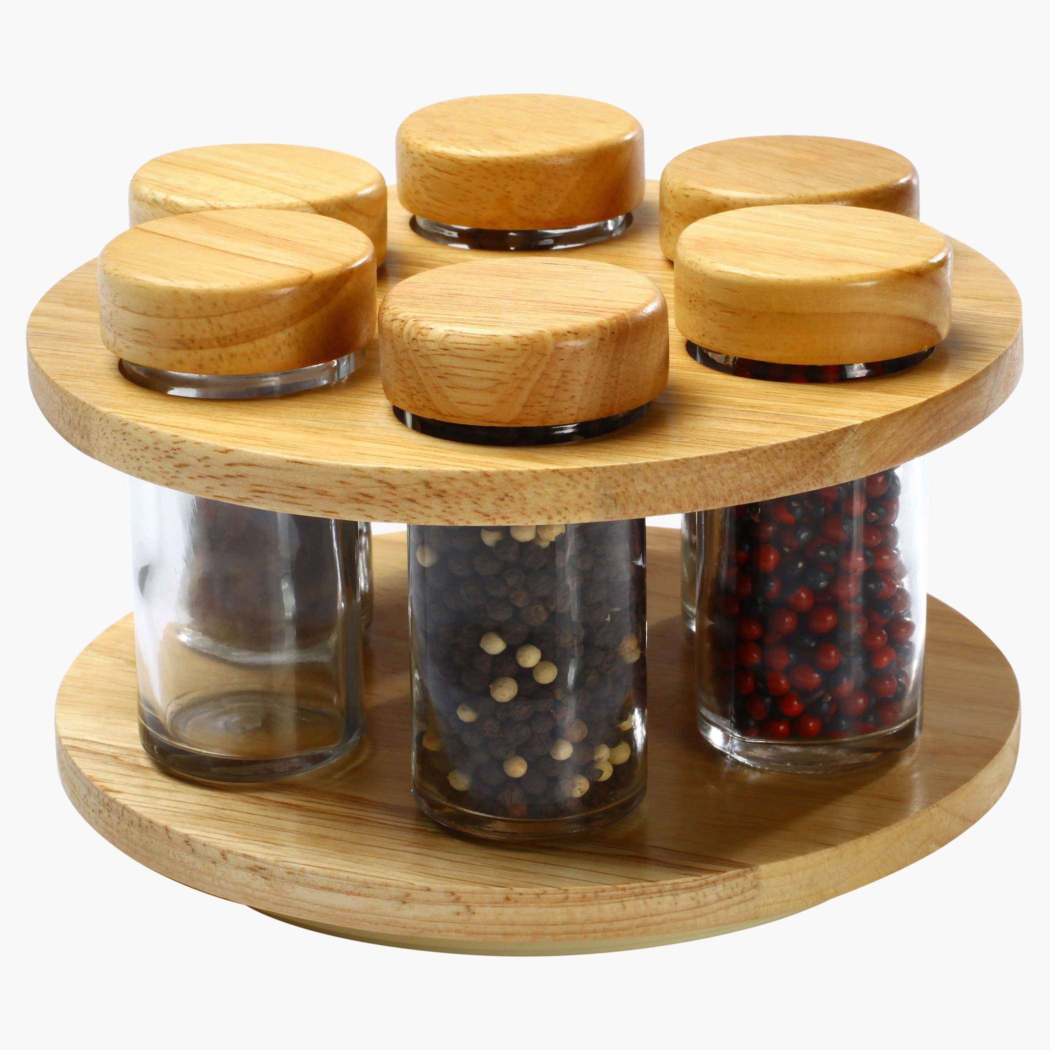 طقم قارورات توابل بغطاء خشبي وحامل من بيلي - 6 قطع-hbxhomeware-hbxkitchen-image-2