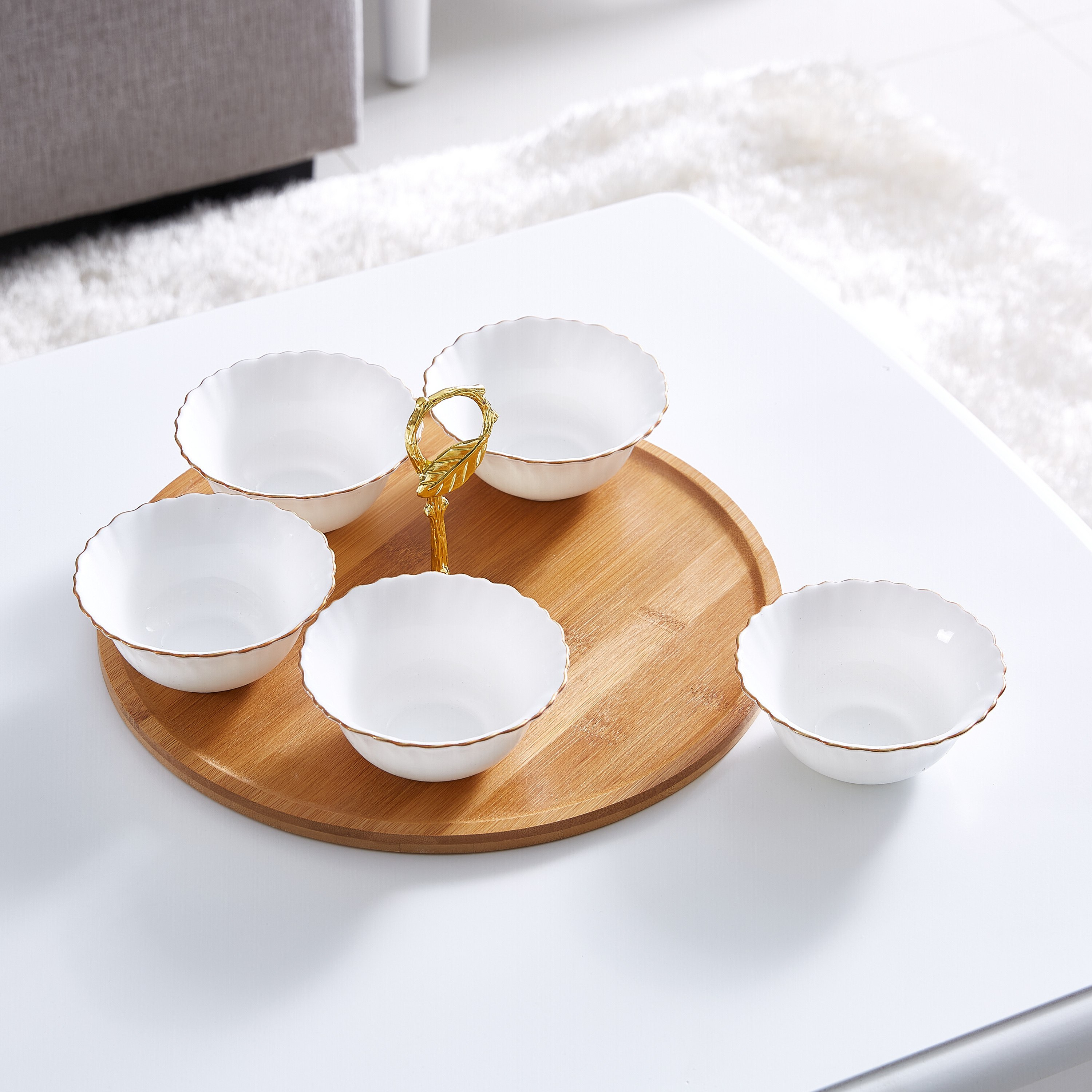طقم أوعية بورسلين 5 قطع وحامل من الخيرزان من أوبلوير-hbxdecorandfurnishings-tabletop-serveware-image-2