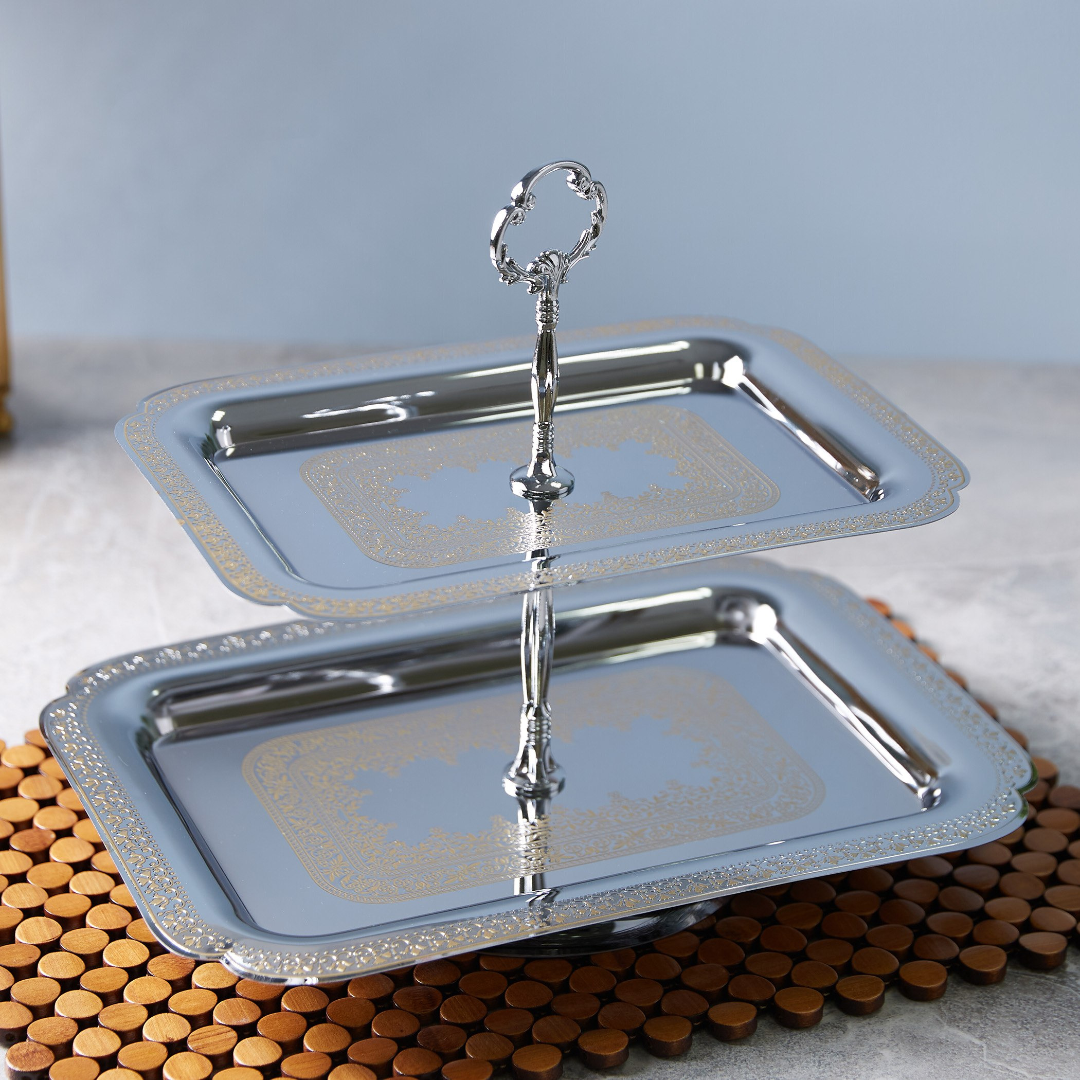 Festive 2-Tier Rectangular Cake Platter-hbxdecorandfurnishings-tabletop-serveware-image-1