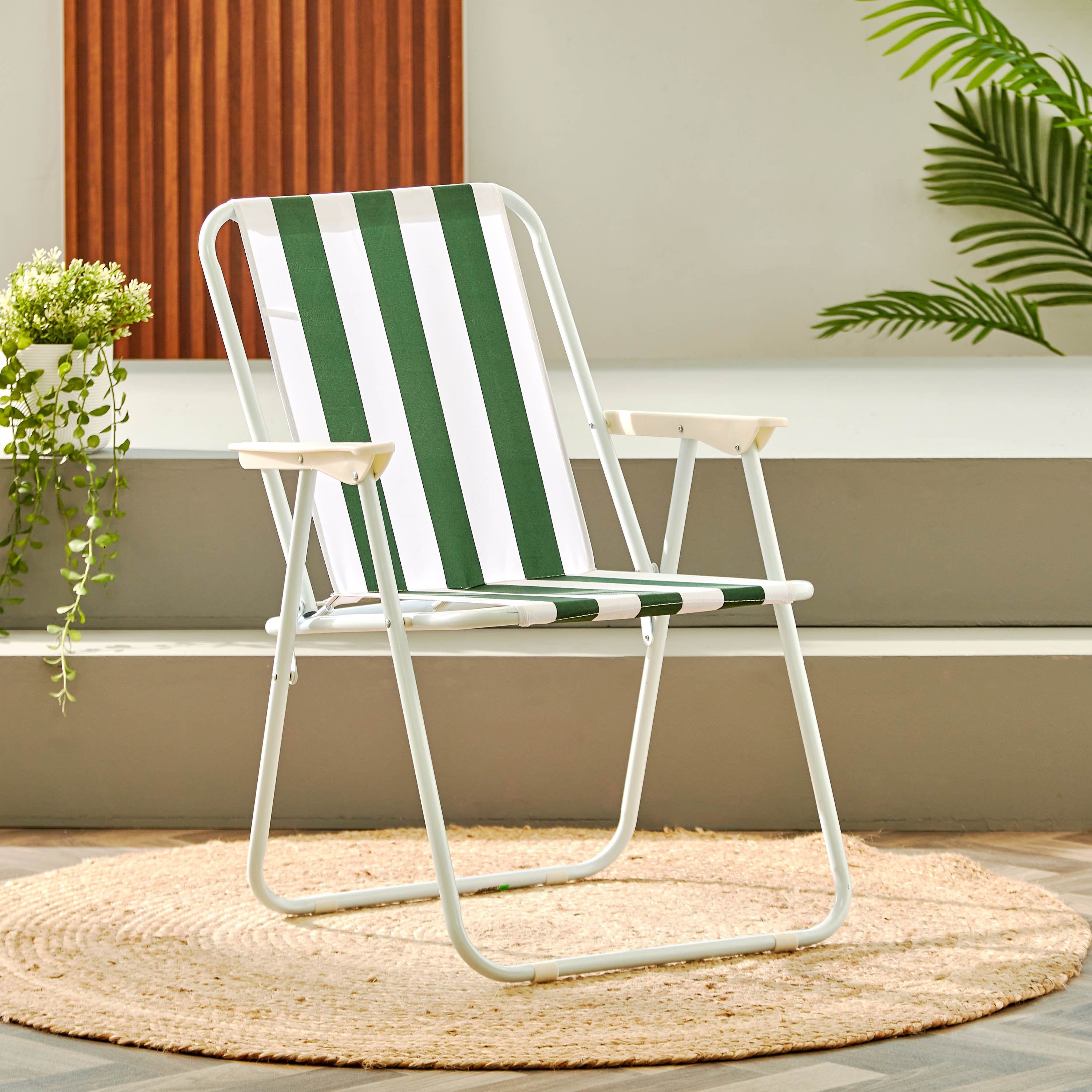 كرسي مقلم قابل للطي من باتيو - ألوان متنوعة-hbxfurniture-outdoor-swingsandchairs-image-1