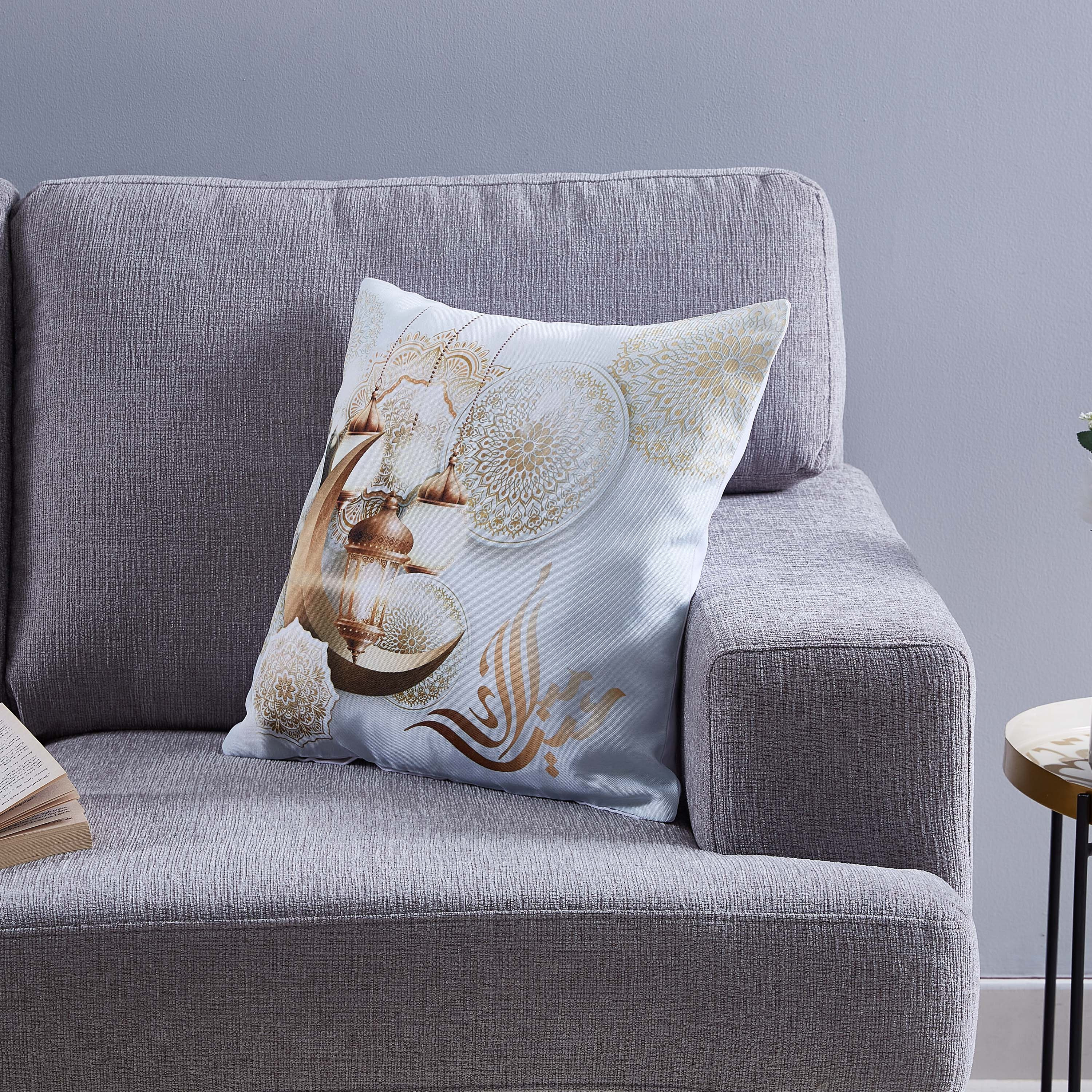 Eid Mubarak Printed Cushion Cover - 45x45 cm-hbxhomeware-cushionsandcovers-cushioncovers-image-1