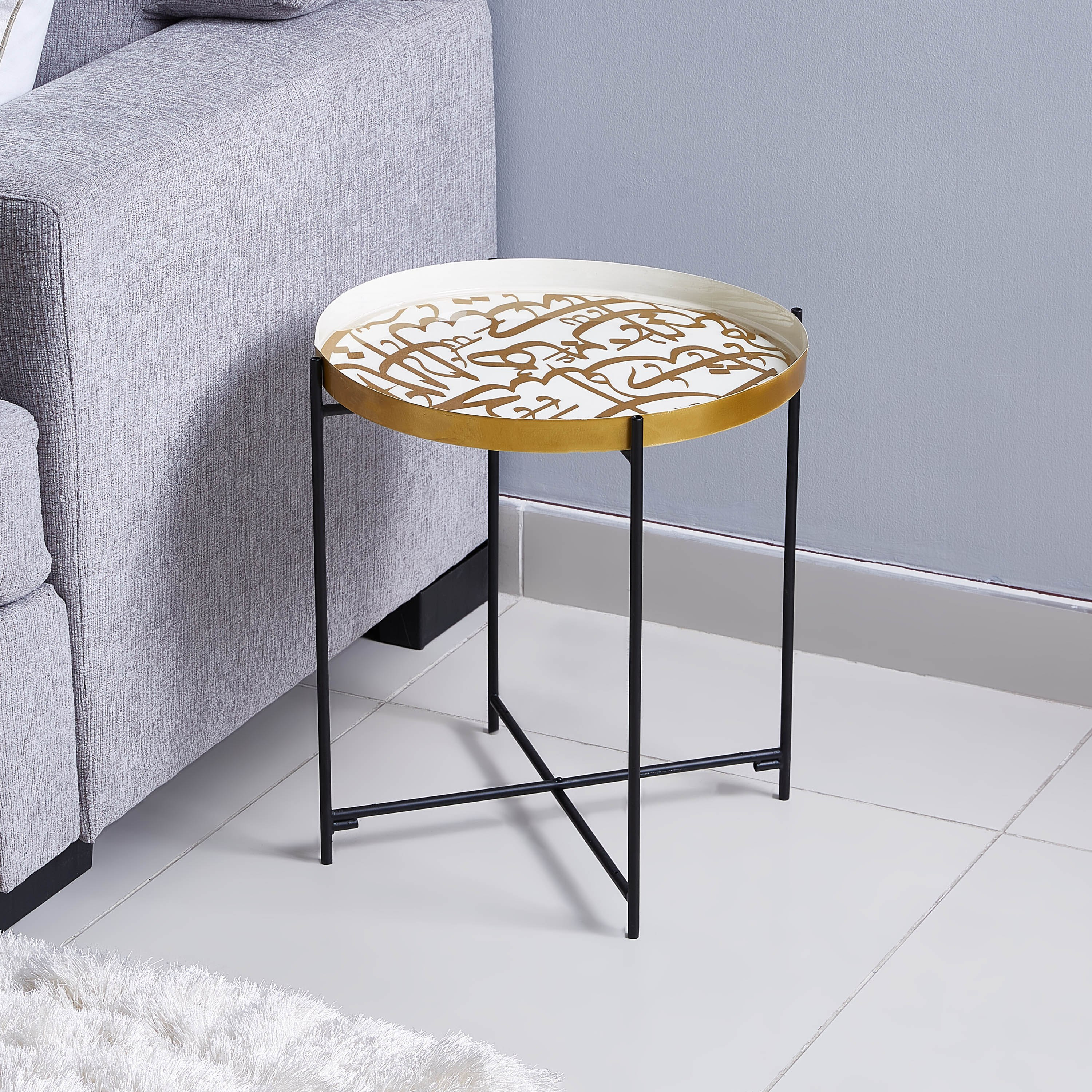 طاولة مع صينية بتزيينات كاليجرافية-hbxfurniture-livingroom-endtables-image-1