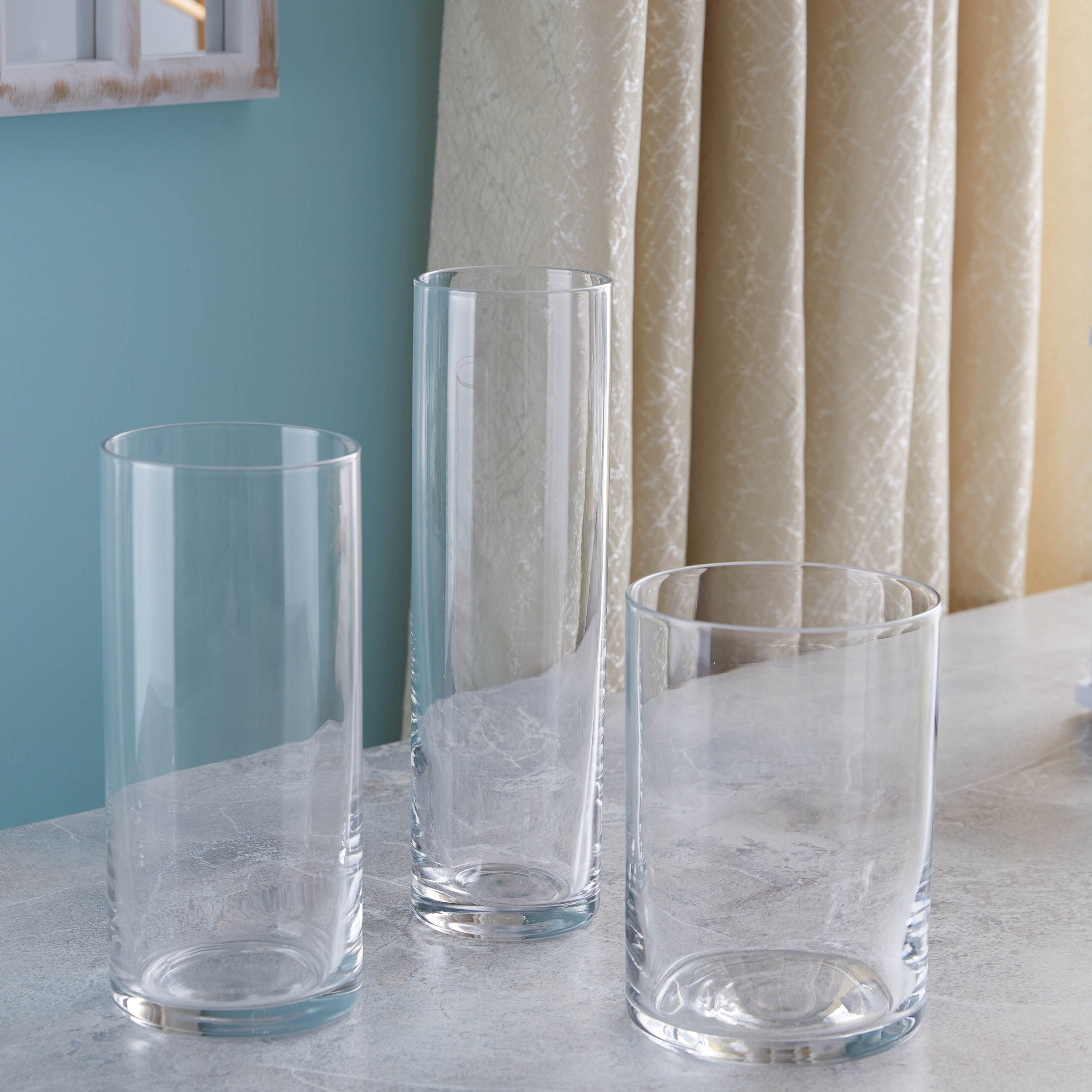 مزهرية زجاجية شفاف بتصميم أسطواني - 3 قطع-hbxbedroom-decorandaccessories-vases-image-1