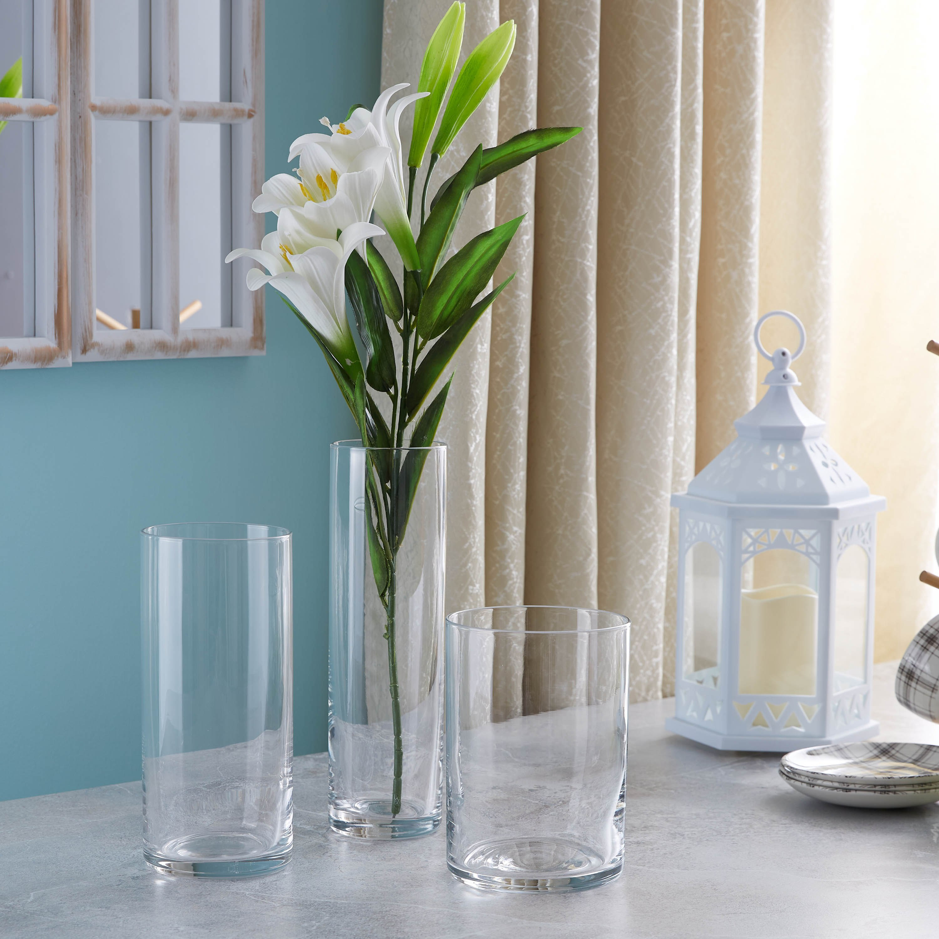 مزهرية زجاجية شفاف بتصميم أسطواني - 3 قطع-hbxbedroom-decorandaccessories-vases-image-3