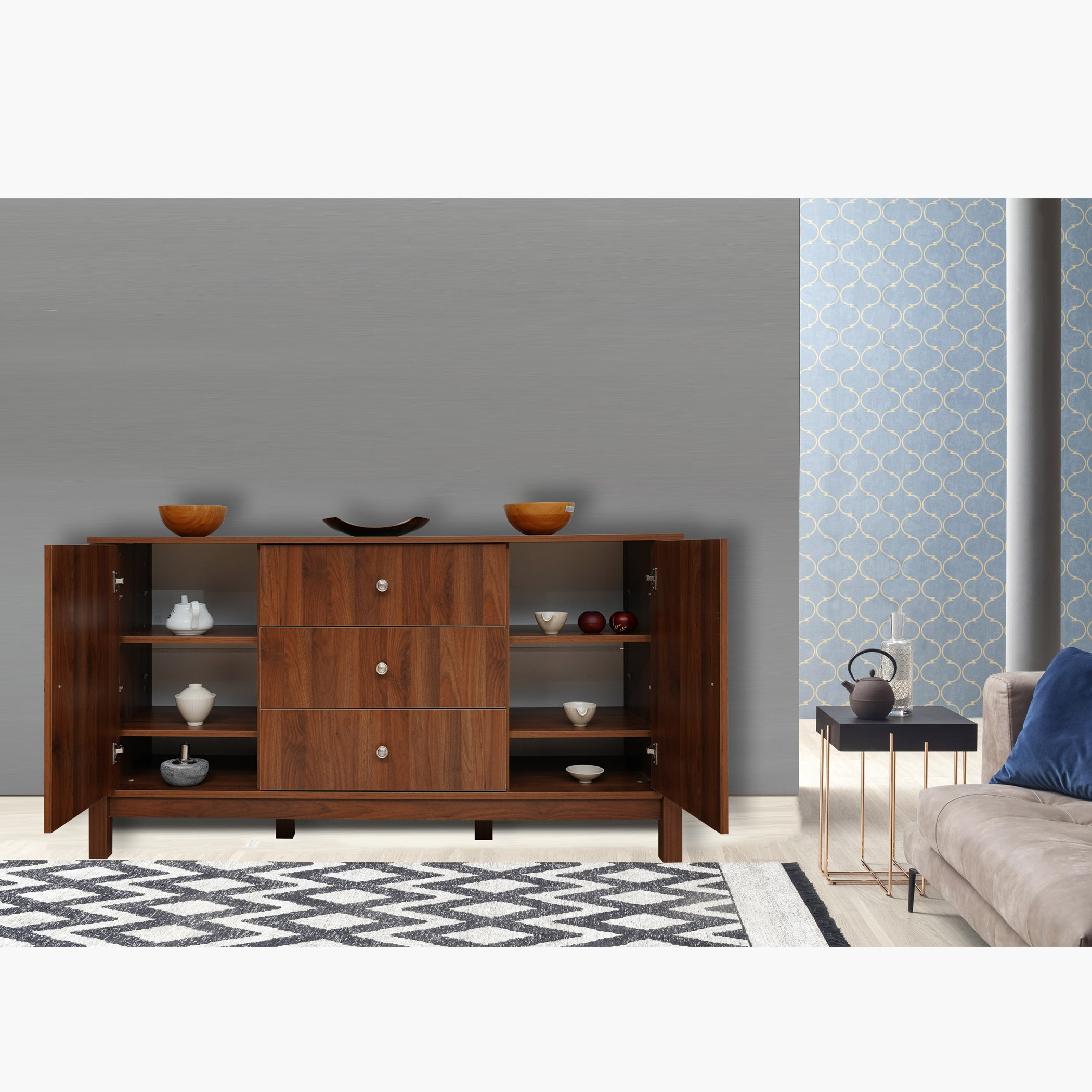 وحدة تخزين بـ3 أدراج وبابين من كاجوال-hbxfurniture-diningroom-buffetsandsideboards-image-6
