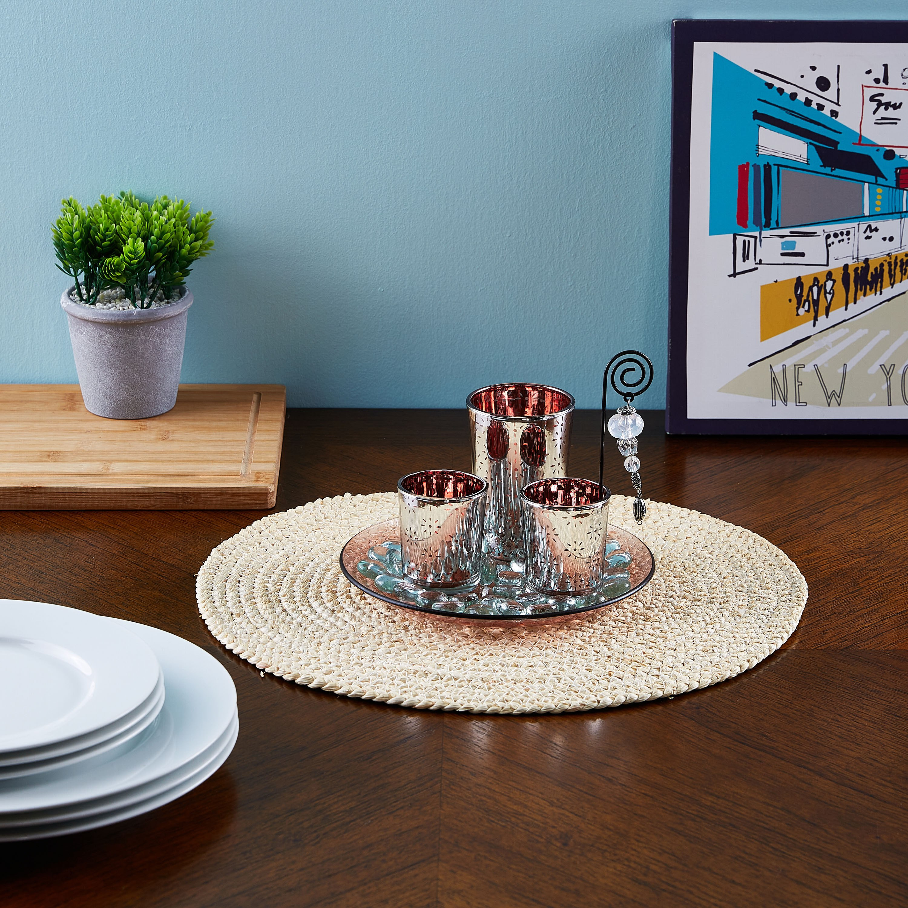 حامل شموع صغيرة مع صحن وحامل من أيدا - طقم من 3قطع-hbxlivingroom-decorandaccessories-candleholders-image-4