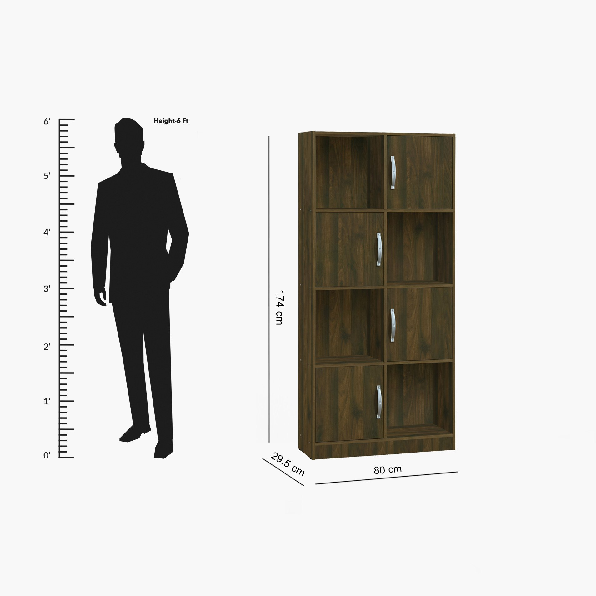 خزانة كتب بـ4 أبواب من أوسلو أكسفورد - 80x30x174 سم-hbxfurniture-office-bookcases-image-6