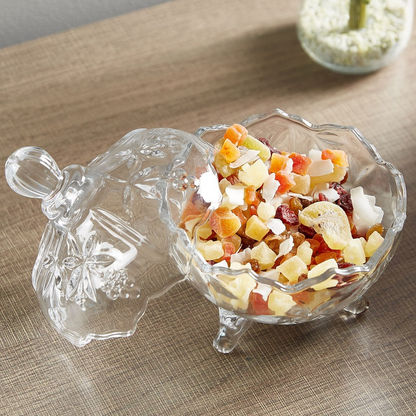 Crystal Cut Candy Bowl with Lid - 10 cm