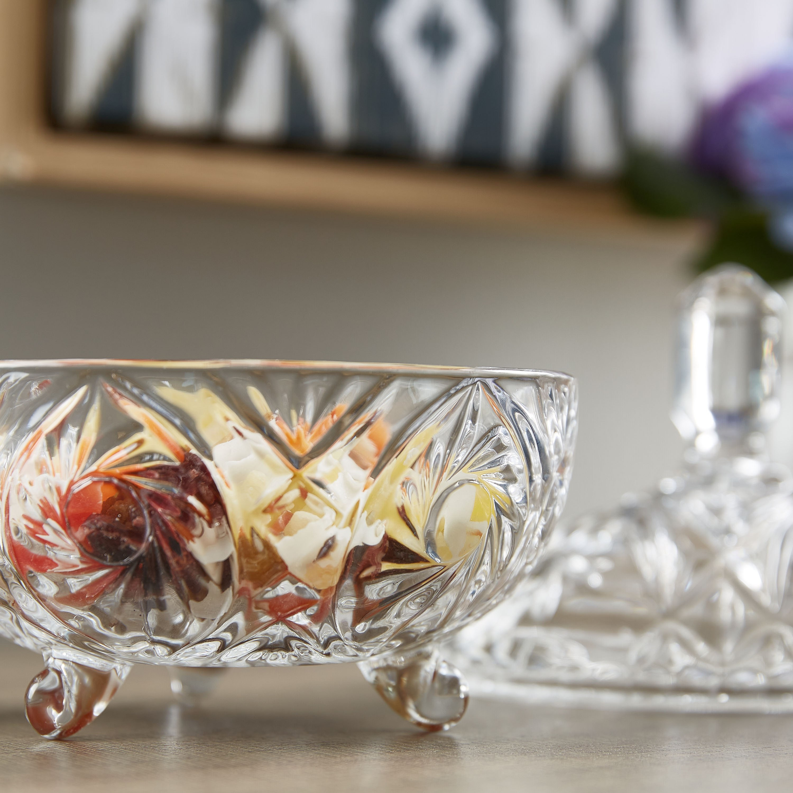 Crystal Cut Footed Candy Bowl with Lid - 16 cm-hbxdecorandfurnishings-tabletop-serveware-image-3