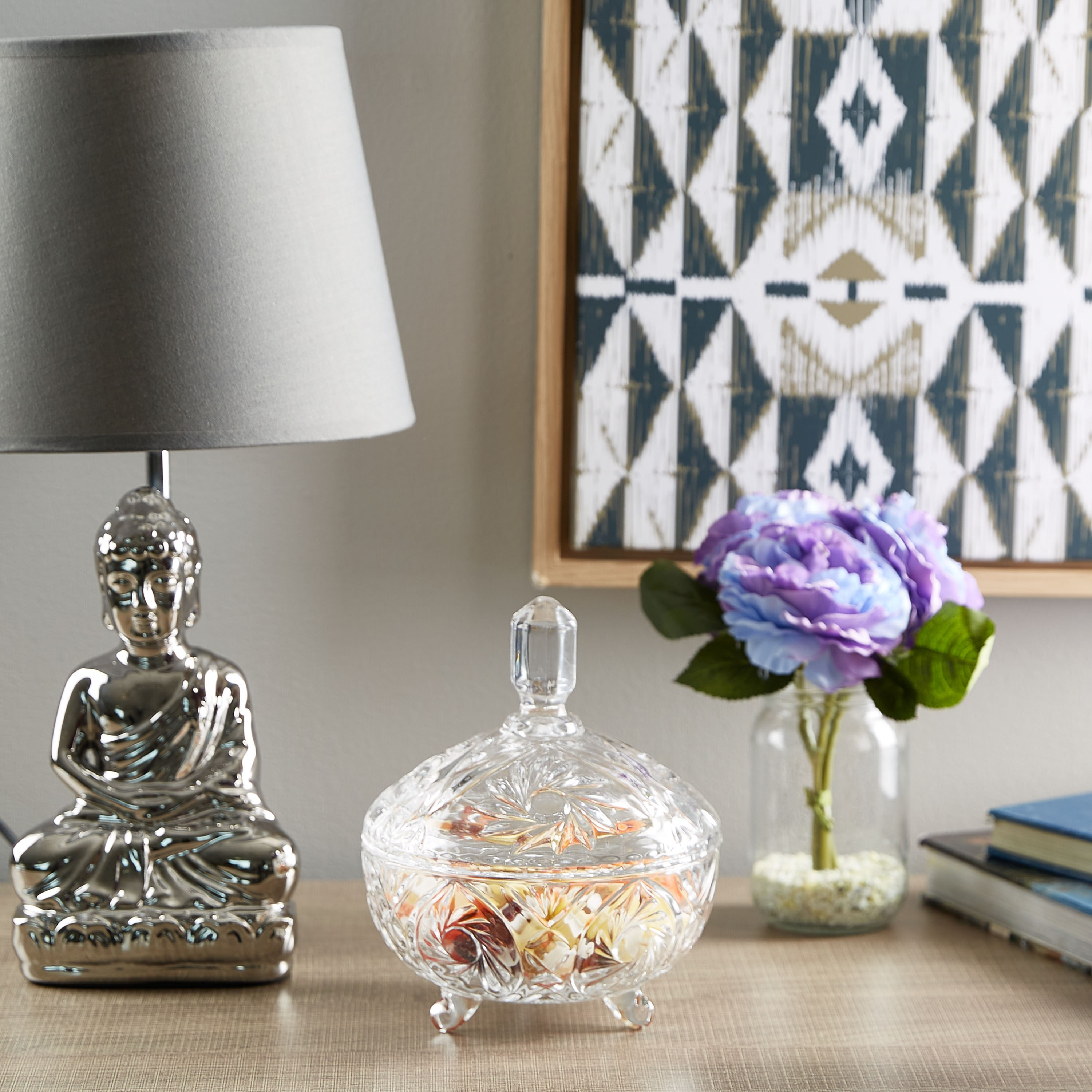 Crystal Cut Footed Candy Bowl with Lid - 16 cm-hbxdecorandfurnishings-tabletop-serveware-image-4