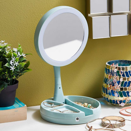 HBSO Foldable Round Mirror with LED - 16x5x1 cms