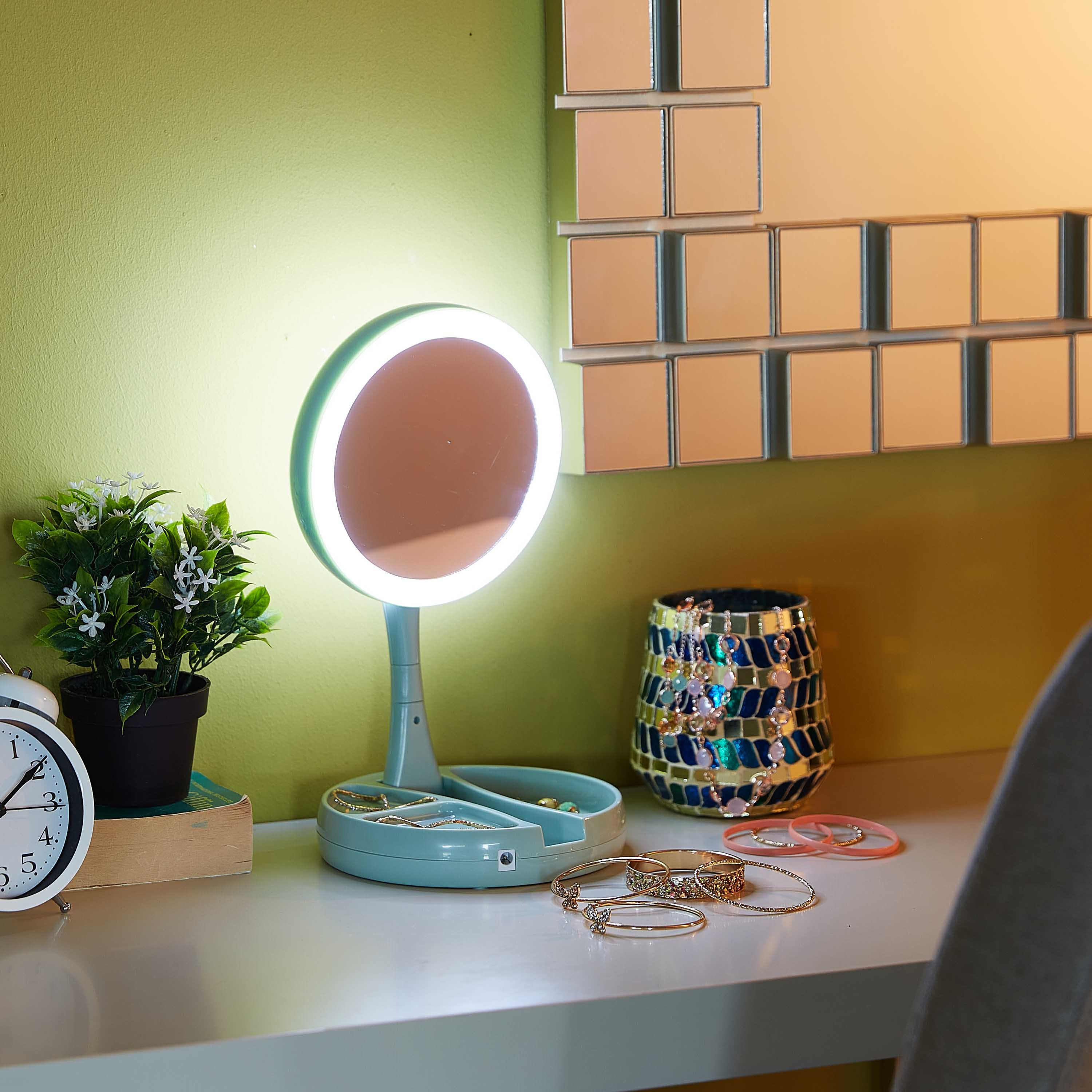 مرآة مستديرة قابلة للطي مع إضاءة أل إي دي من ايتش بي أس أو-1x16x5 سم-hbxdecorandfurnishings-homeaccessories-novelties-image-5