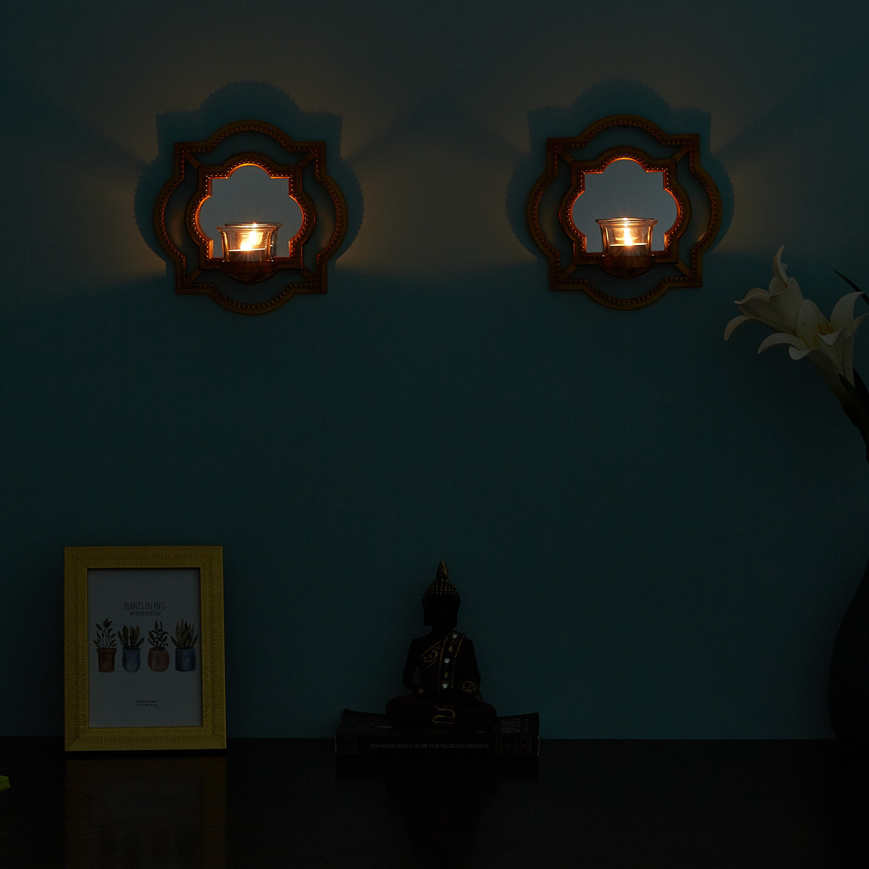 حامل شموع صغيرة جداري من إيدوين - طقم من قطعتين-hbxlivingroom-decorandaccessories-candleholders-image-4