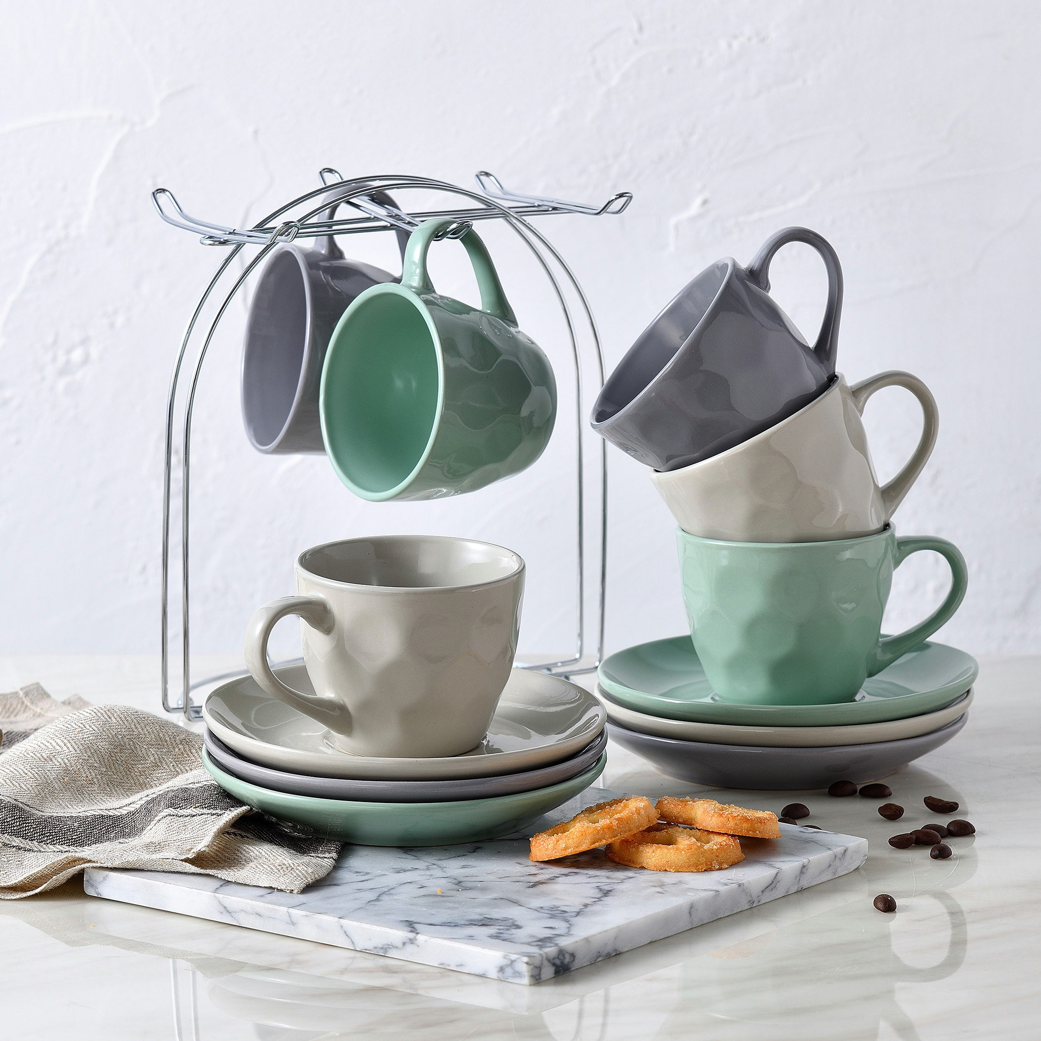 طقم شاي خزفي - 13 قطعة-hbxhomeware-diningandtabletop-coffeeandteasets-image-1