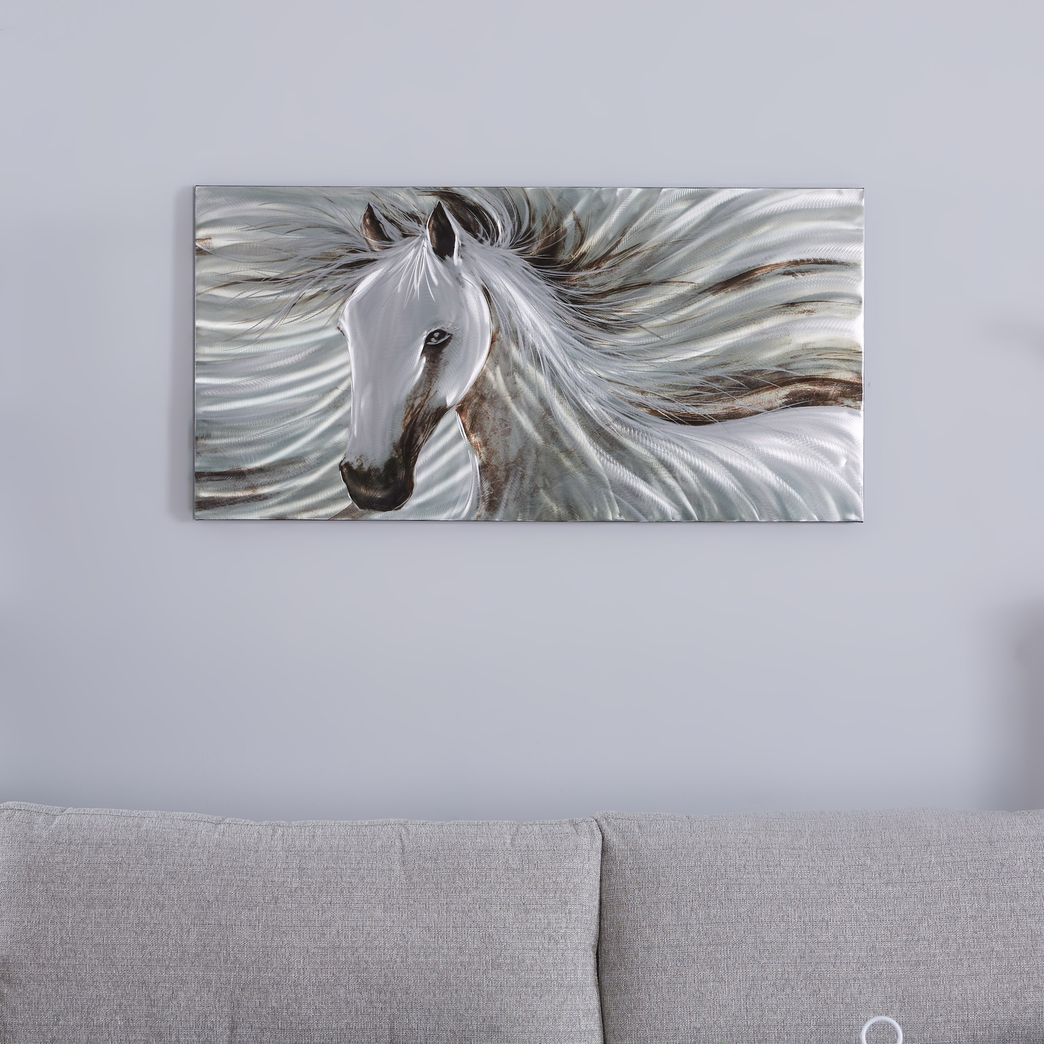 تحفة فنية معدنية على شكل حصان موستانج - 60x120 سم-hbxlivingroom-walldecor-wallart-image-1