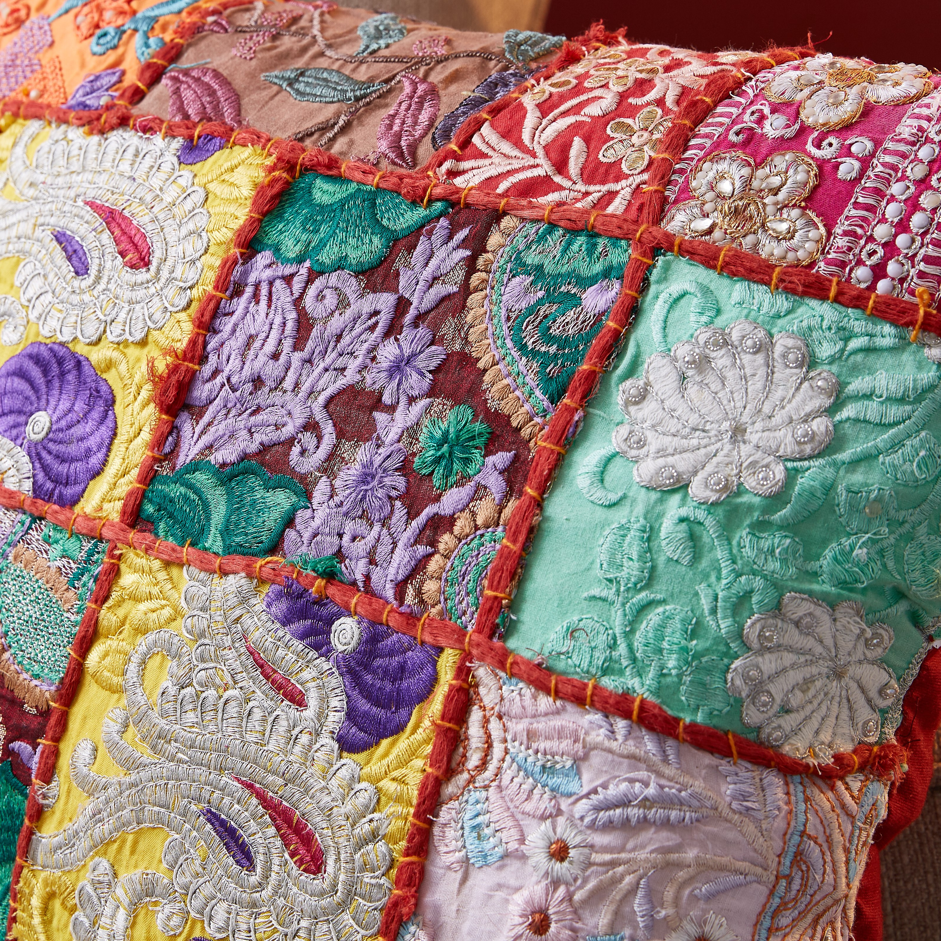 Indie Eclectic Patchwork Cushion - 45x45 cm-hbxlivingroom-furnishings-cushionsandcovers-filledcushions-image-2