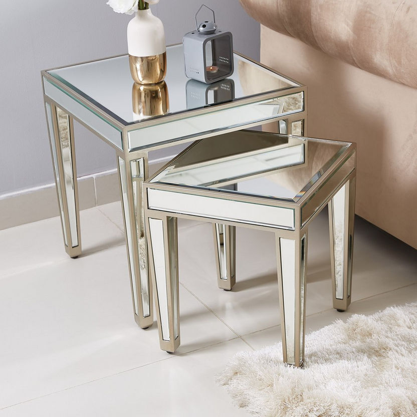 Mirage Nesting Tables with Mirror Finish - Set of 2-Nesting Tables-image-0