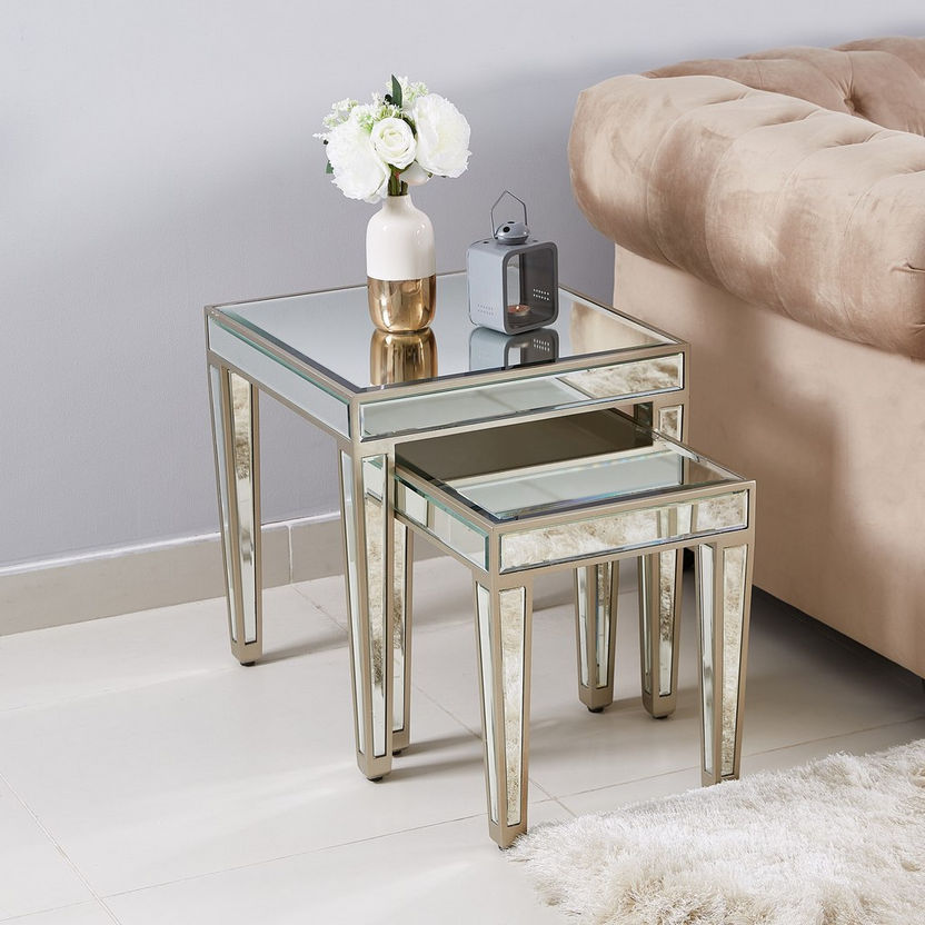 Mirage Nesting Tables with Mirror Finish - Set of 2-Nesting Tables-image-1
