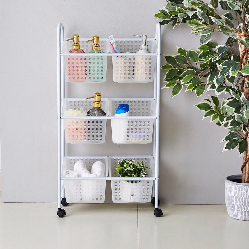 Aspen Rolling Storage Cart with 6-Baskets-Kitchen Racks and Holders-image-1