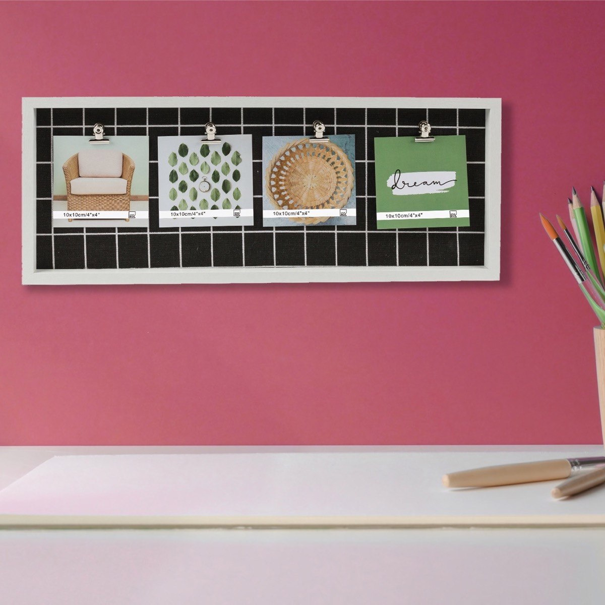 برواز صور بشبكة معدنية و بحبل و 4- مشابك للصور من جيري-hbxkidsandyouth-walldecor-photoframes-image-1