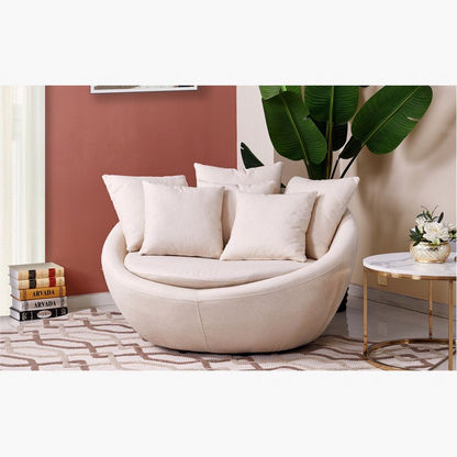Audrey Round 2-Seater Fabric Sofa with 6 Cushions-Sofas-image-0