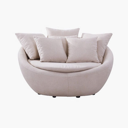 Audrey Round 2-Seater Fabric Sofa with 6 Cushions-Sofas-image-1