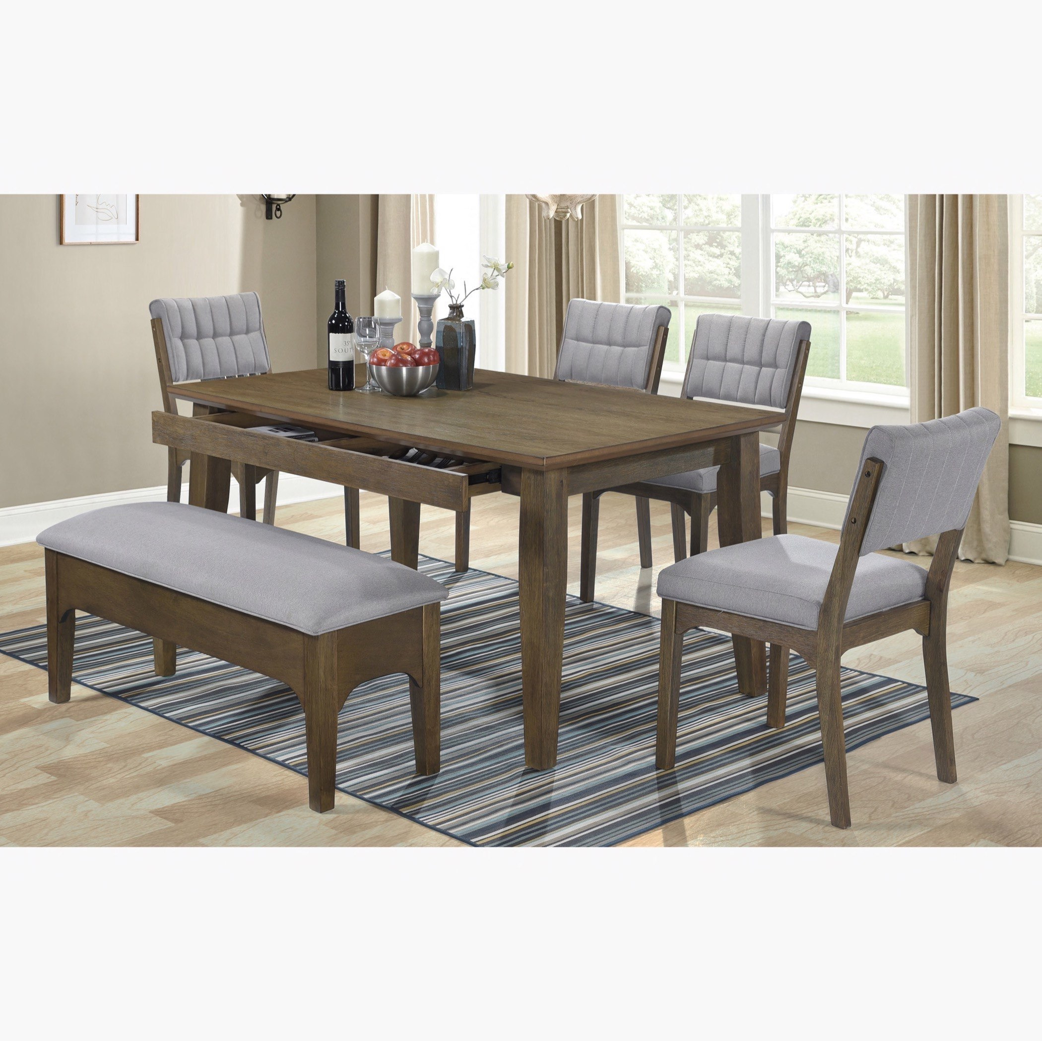 طقم طاولة سفرة 6 مقاعد من تيودور-hbxfurniture-diningtablesandsets-diningsets-sixseater-image-1