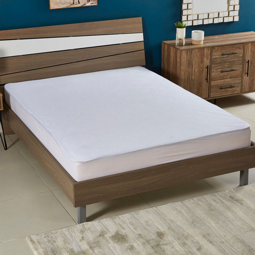 Terry Waterproof Queen Size Mattress Protector - 150x200 cm-Protectors and Toppers-image-0